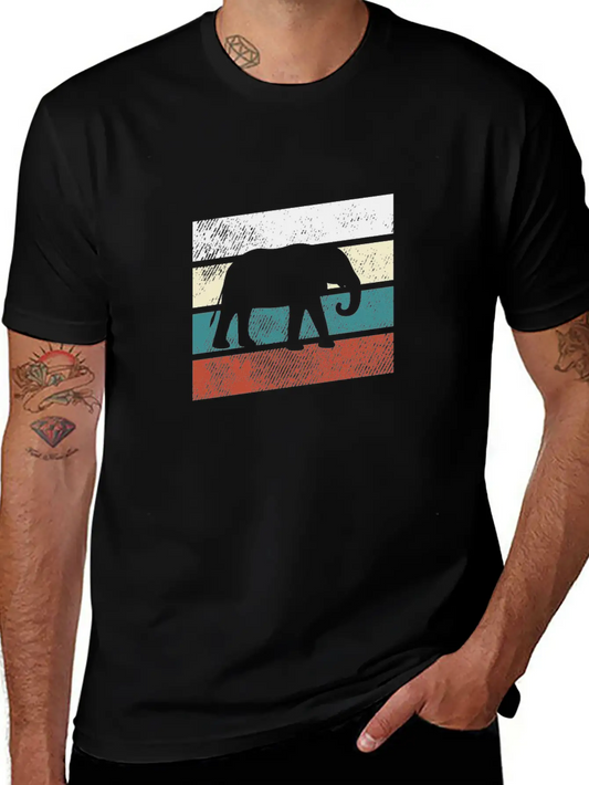 Elephant Retro Essential Cotton Tee For Daily Outfits ¨C Unisex Style