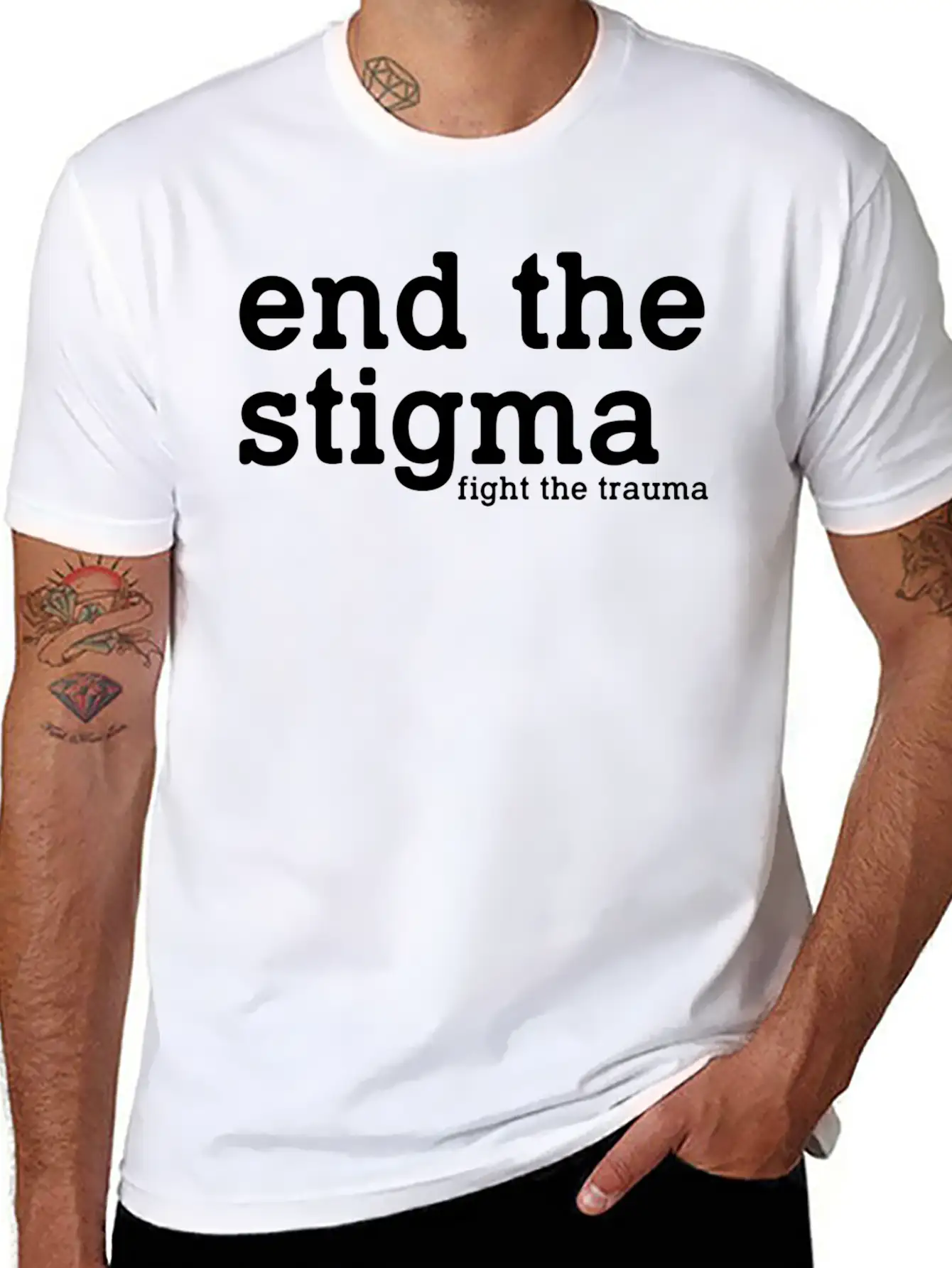 End The Stigma Fight The Trauma Healthcare Mental Soft Cotton Short Sleeve Tee ¨C Unisex Wardrobe Staple