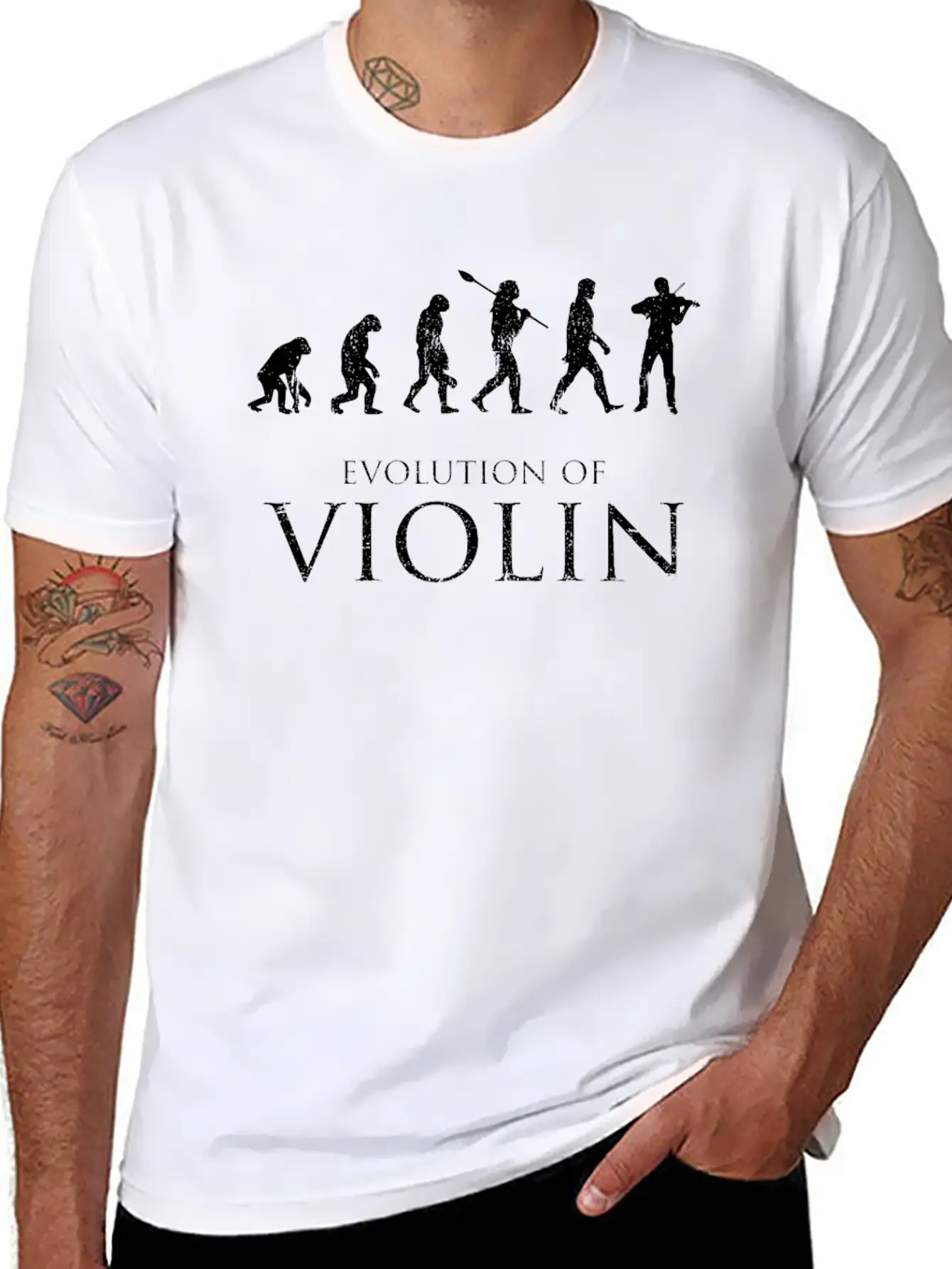 Evolution Of Violin Basic Graphic T-Shirt ¨C Daily Comfort In Soft Cotton