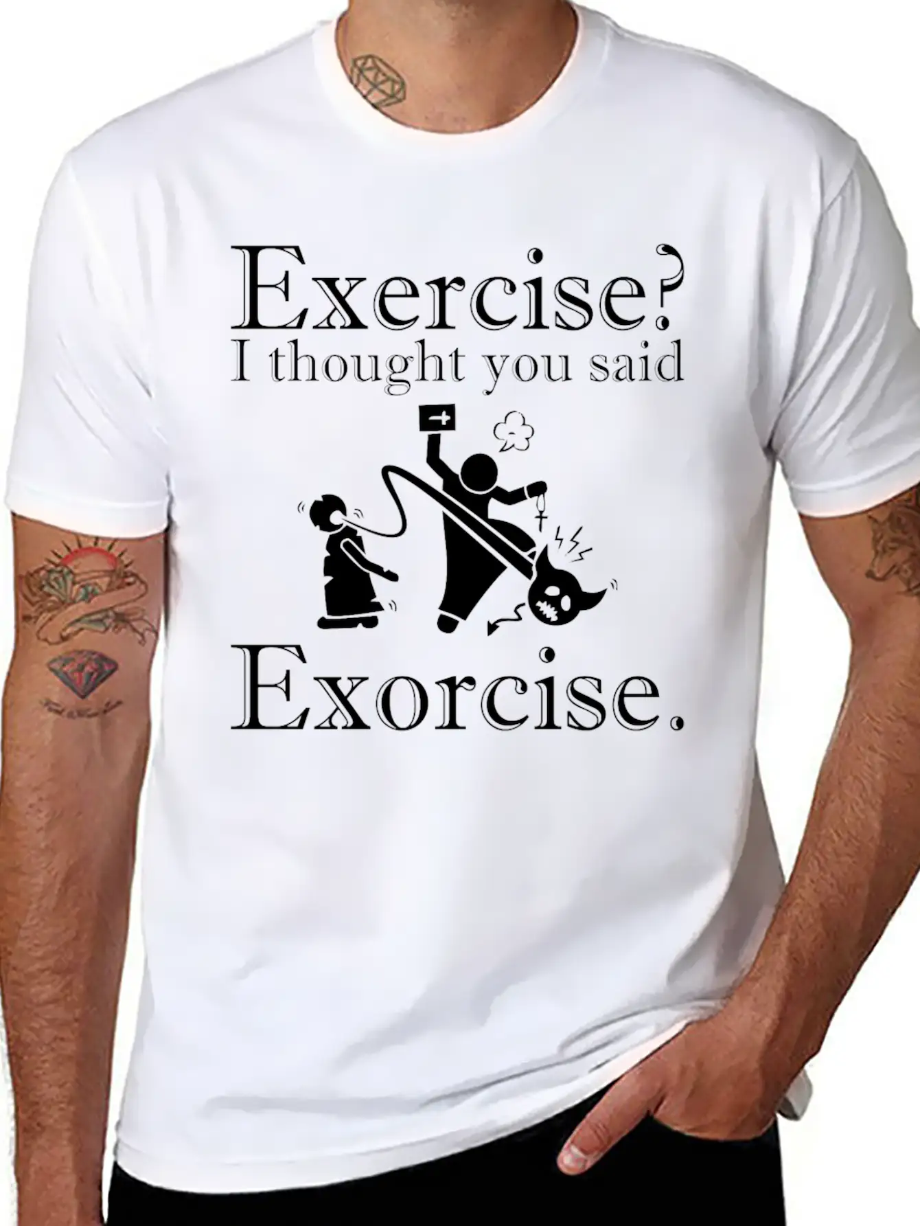 Exercise I Thought You Said Exorcise Halloween Basic Graphic T-Shirt ¨C Daily Comfort In Soft Cotton