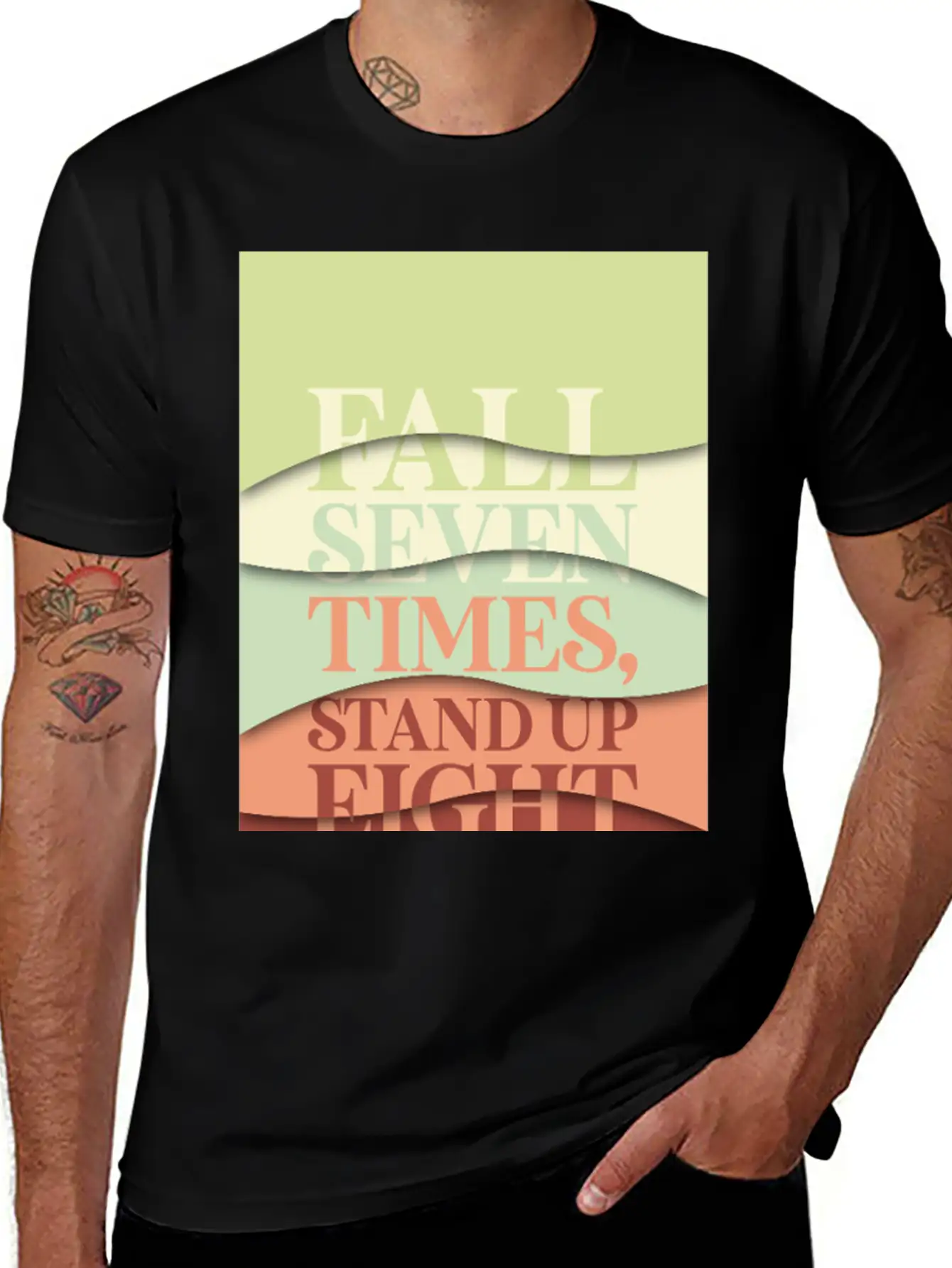 Fall Seven Times, Stand Up Eight Essential Cotton Tee For Daily Outfits ¨C Unisex Style