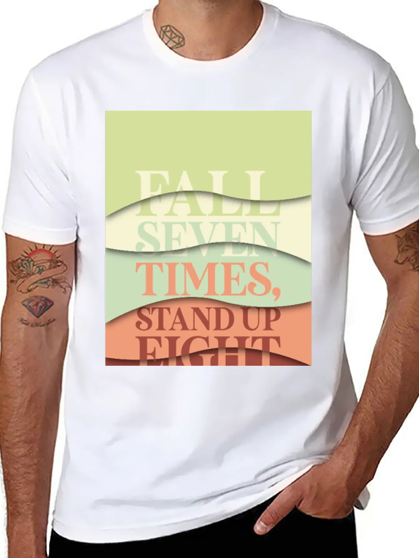 Fall Seven Times, Stand Up Eight Essential Cotton Tee For Daily Outfits ¨C Unisex Style