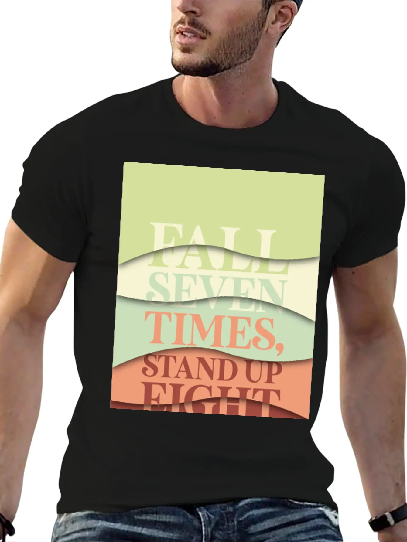 Fall Seven Times, Stand Up Eight Essential Cotton Tee For Daily Outfits ¨C Unisex Style