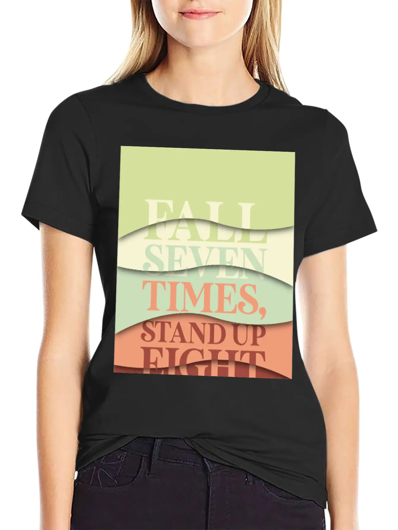 Fall Seven Times, Stand Up Eight Essential Cotton Tee For Daily Outfits ¨C Unisex Style
