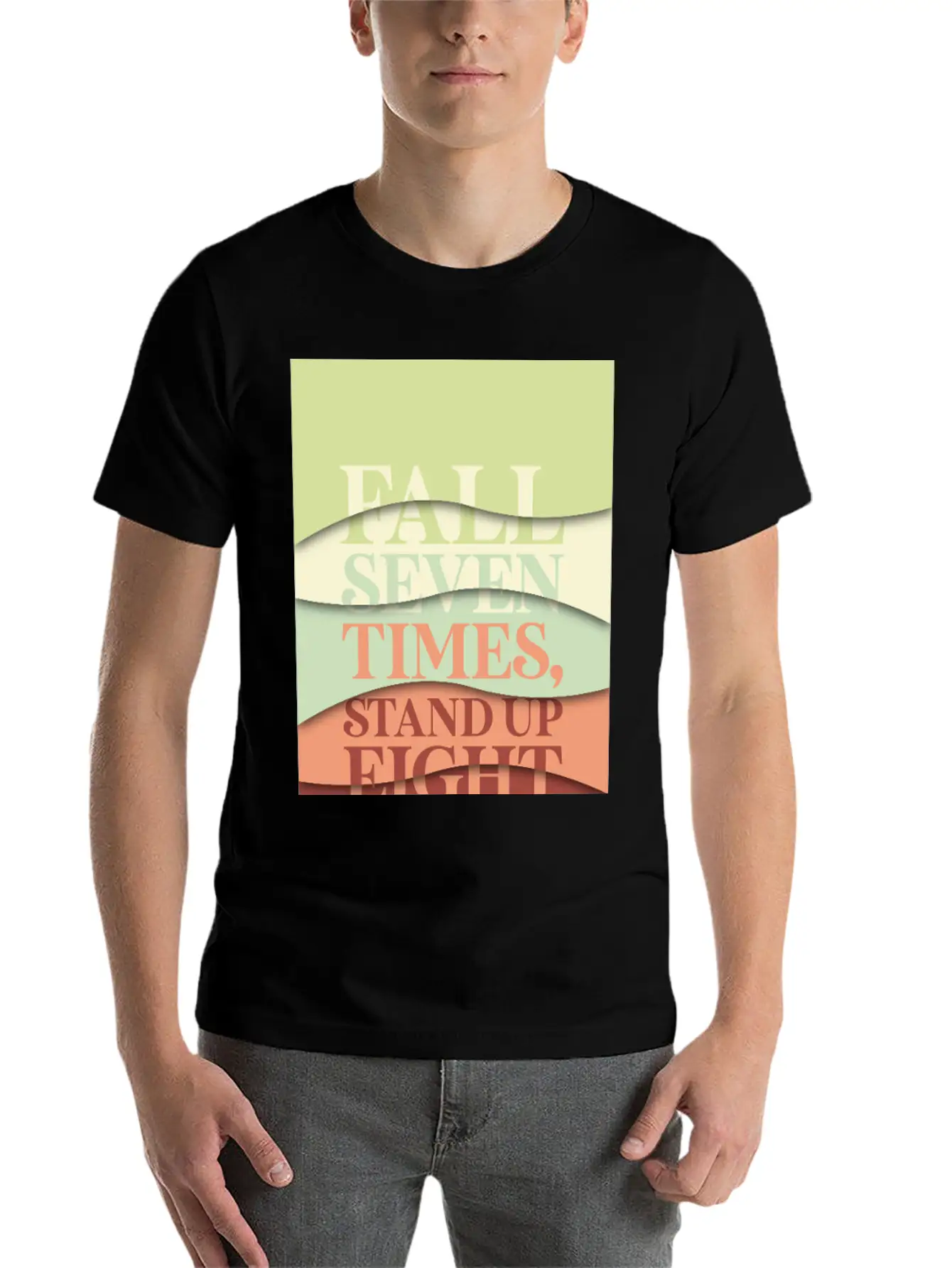 Fall Seven Times, Stand Up Eight Essential Cotton Tee For Daily Outfits ¨C Unisex Style