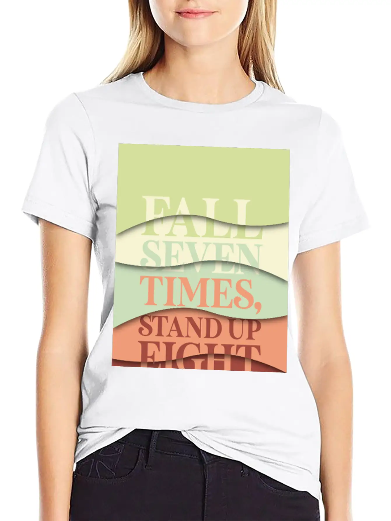 Fall Seven Times, Stand Up Eight Essential Cotton Tee For Daily Outfits ¨C Unisex Style