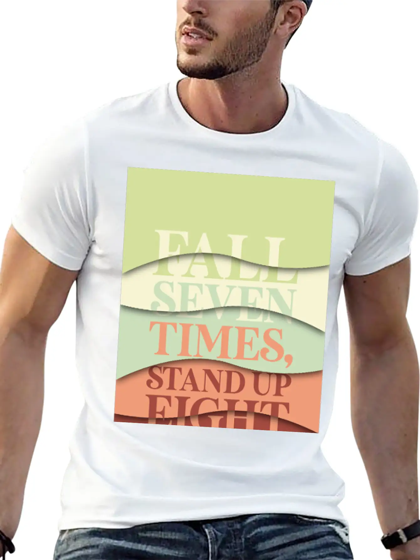Fall Seven Times, Stand Up Eight Essential Cotton Tee For Daily Outfits ¨C Unisex Style