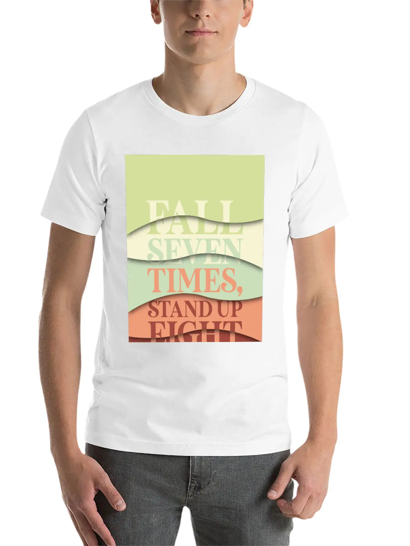 Fall Seven Times, Stand Up Eight Essential Cotton Tee For Daily Outfits ¨C Unisex Style