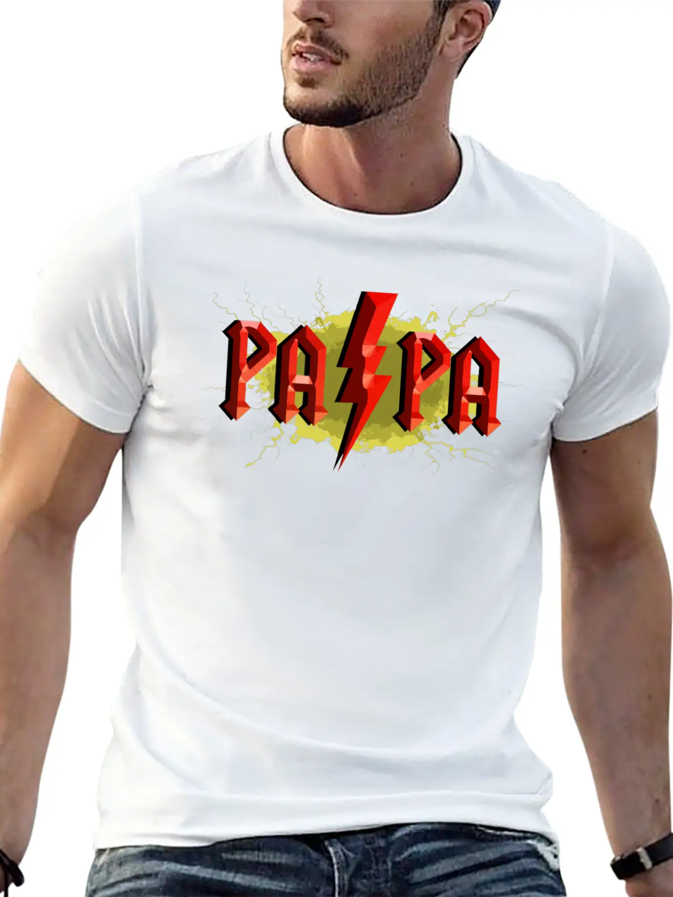 Father S Day Papa Lightning Essential Cotton Tee For Daily Outfits ¨C Unisex Style