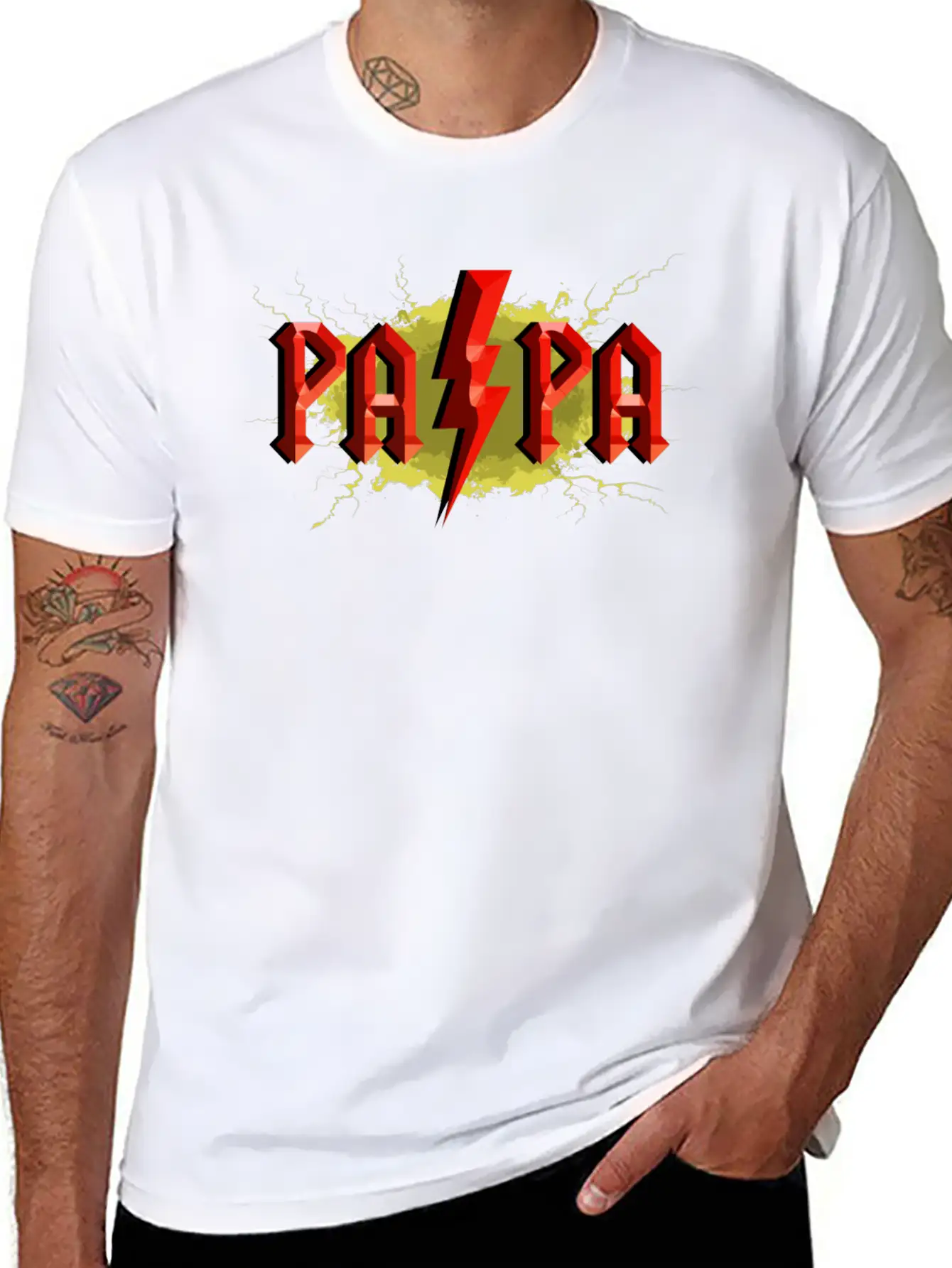 Father S Day Papa Lightning Essential Cotton Tee For Daily Outfits ¨C Unisex Style