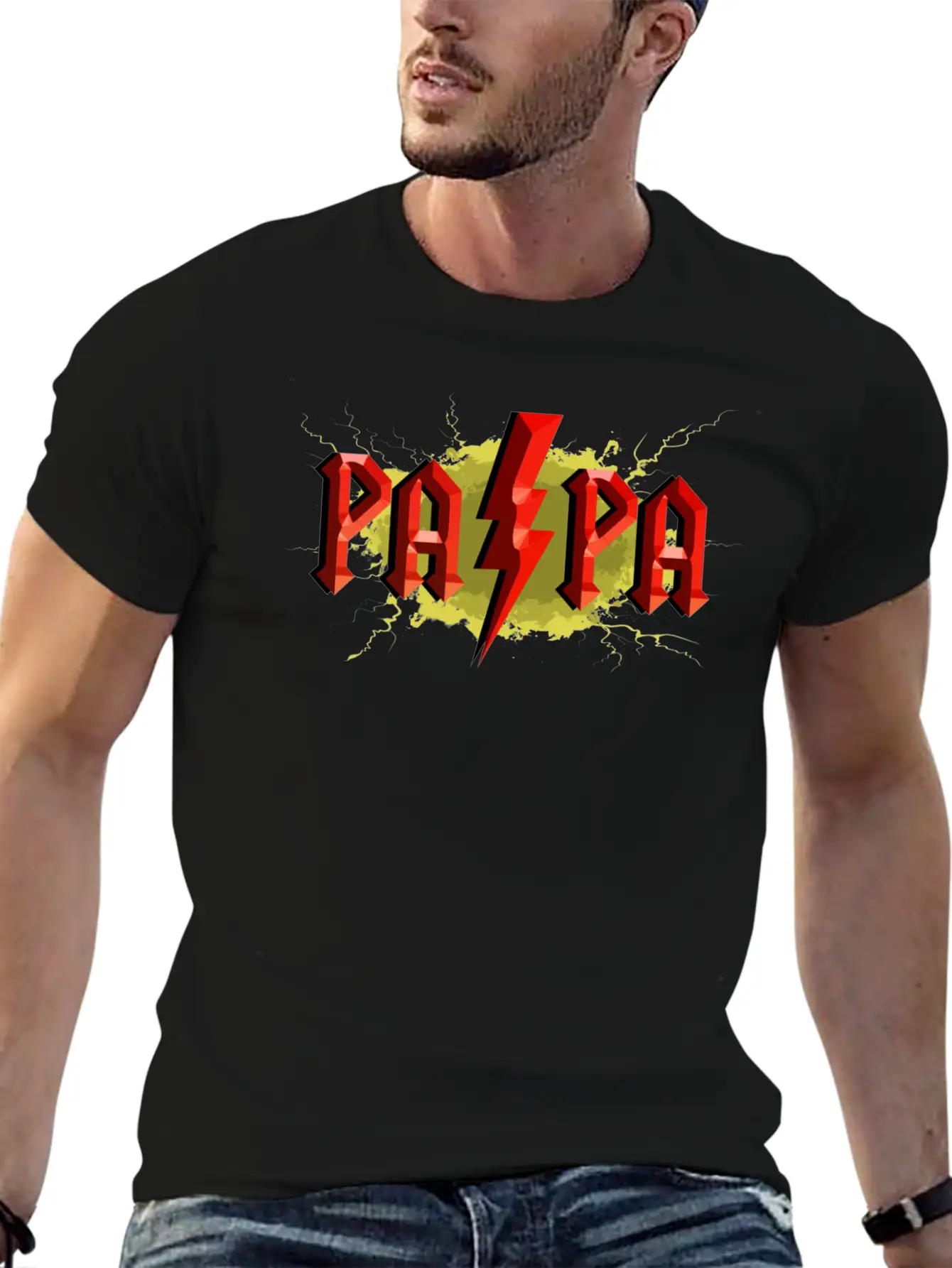Father S Day Papa Lightning Essential Cotton Tee For Daily Outfits ¨C Unisex Style