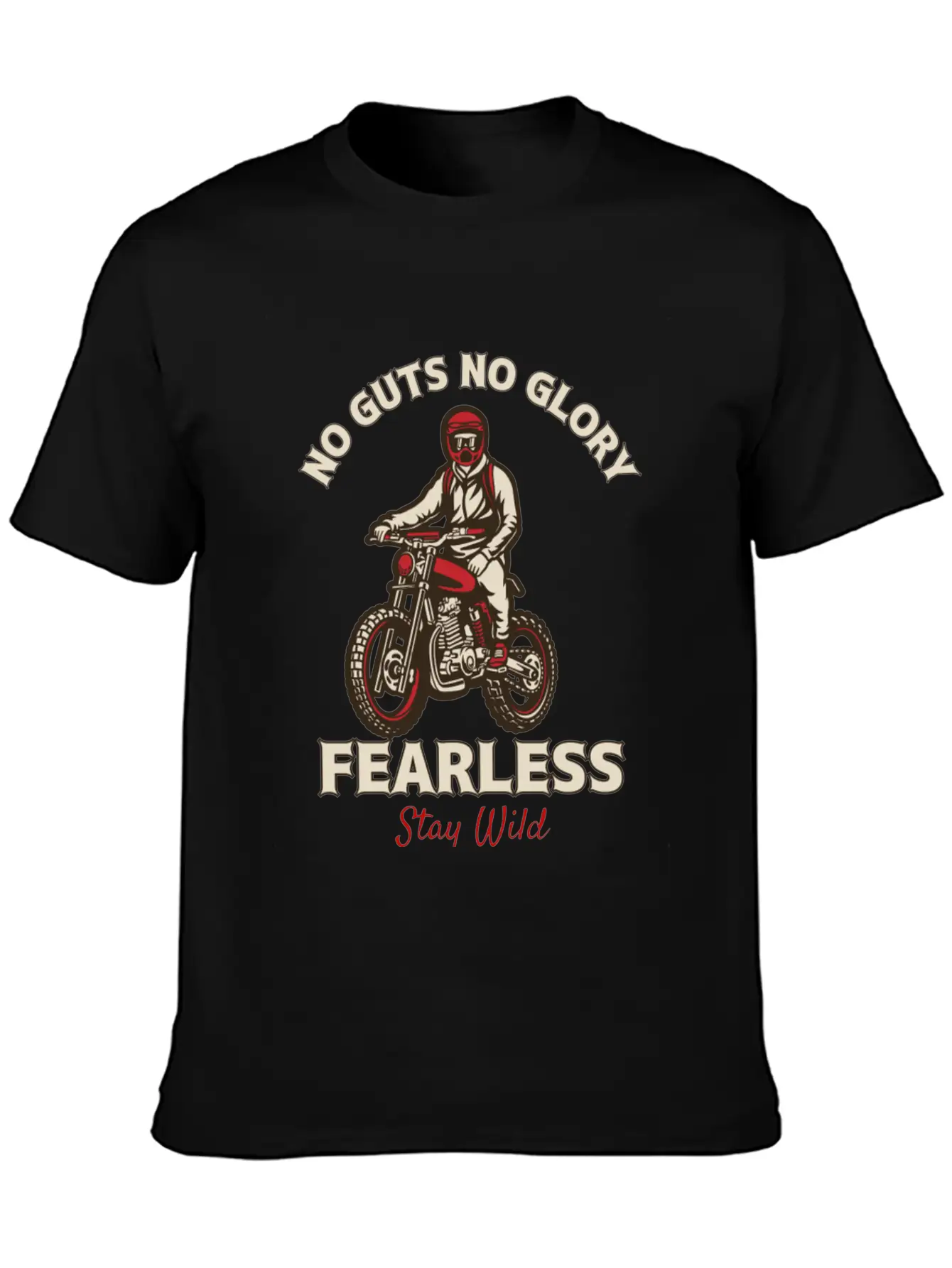 Fearless Dirt Bike Adventure - No Guts No Glory Essential Cotton Tee For Daily Outfits ¨C Unisex Style