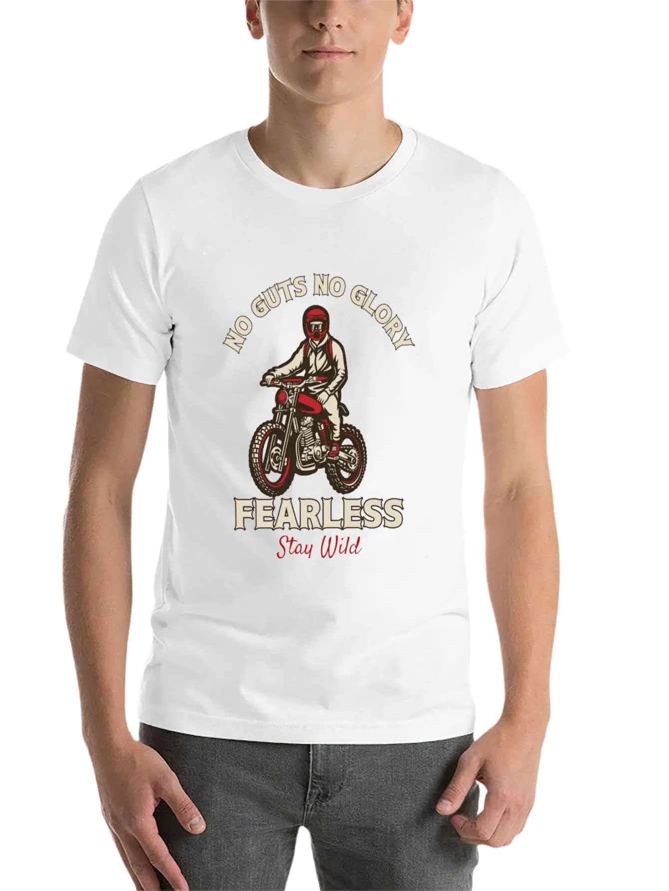 Fearless Dirt Bike Adventure - No Guts No Glory Essential Cotton Tee For Daily Outfits ¨C Unisex Style