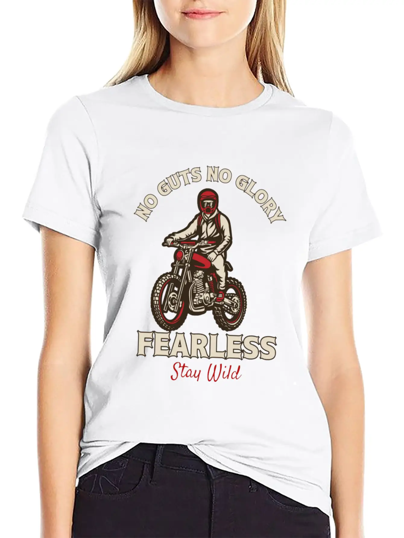 Fearless Dirt Bike Adventure - No Guts No Glory Essential Cotton Tee For Daily Outfits ¨C Unisex Style