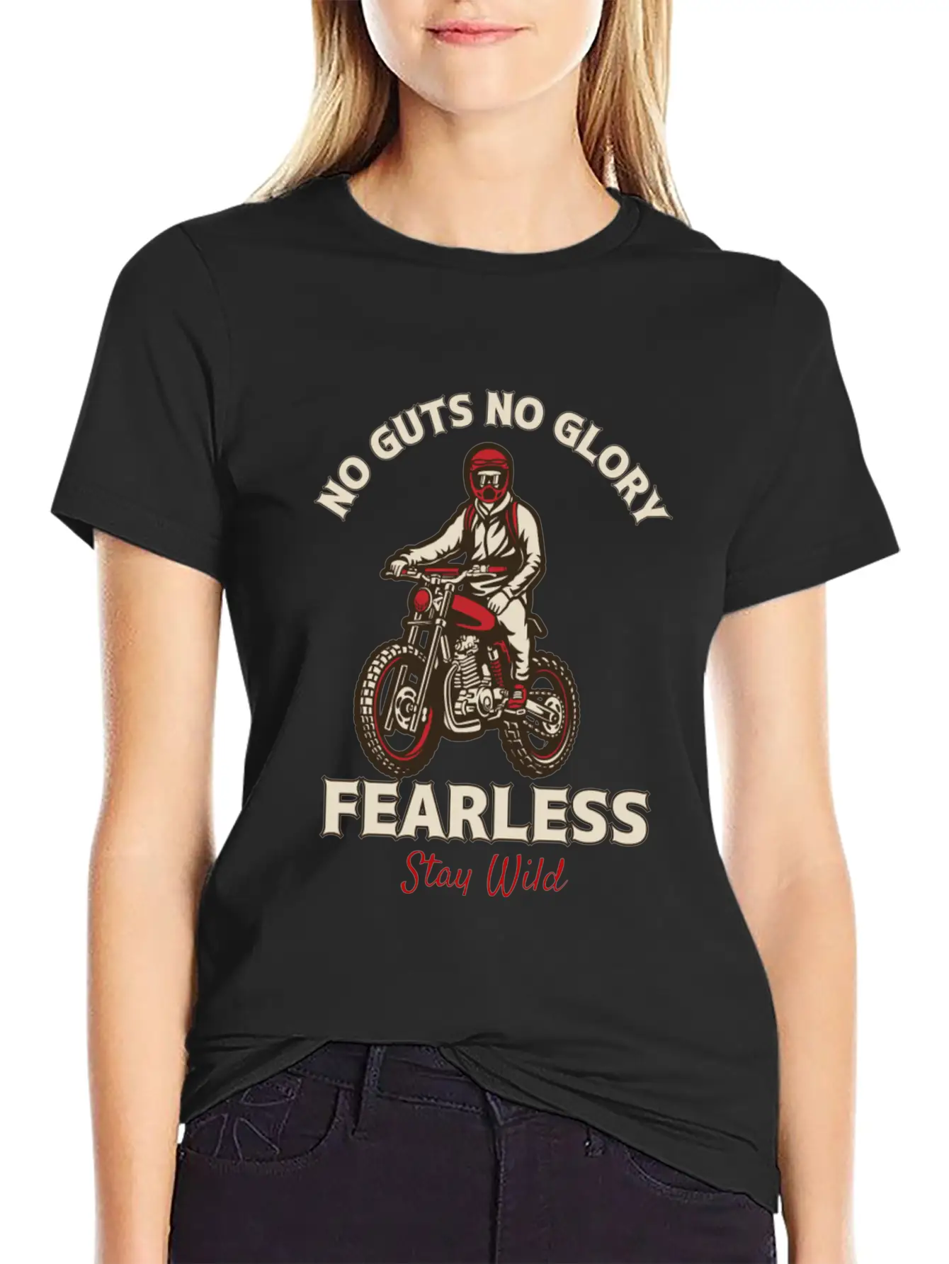 Fearless Dirt Bike Adventure - No Guts No Glory Essential Cotton Tee For Daily Outfits ¨C Unisex Style