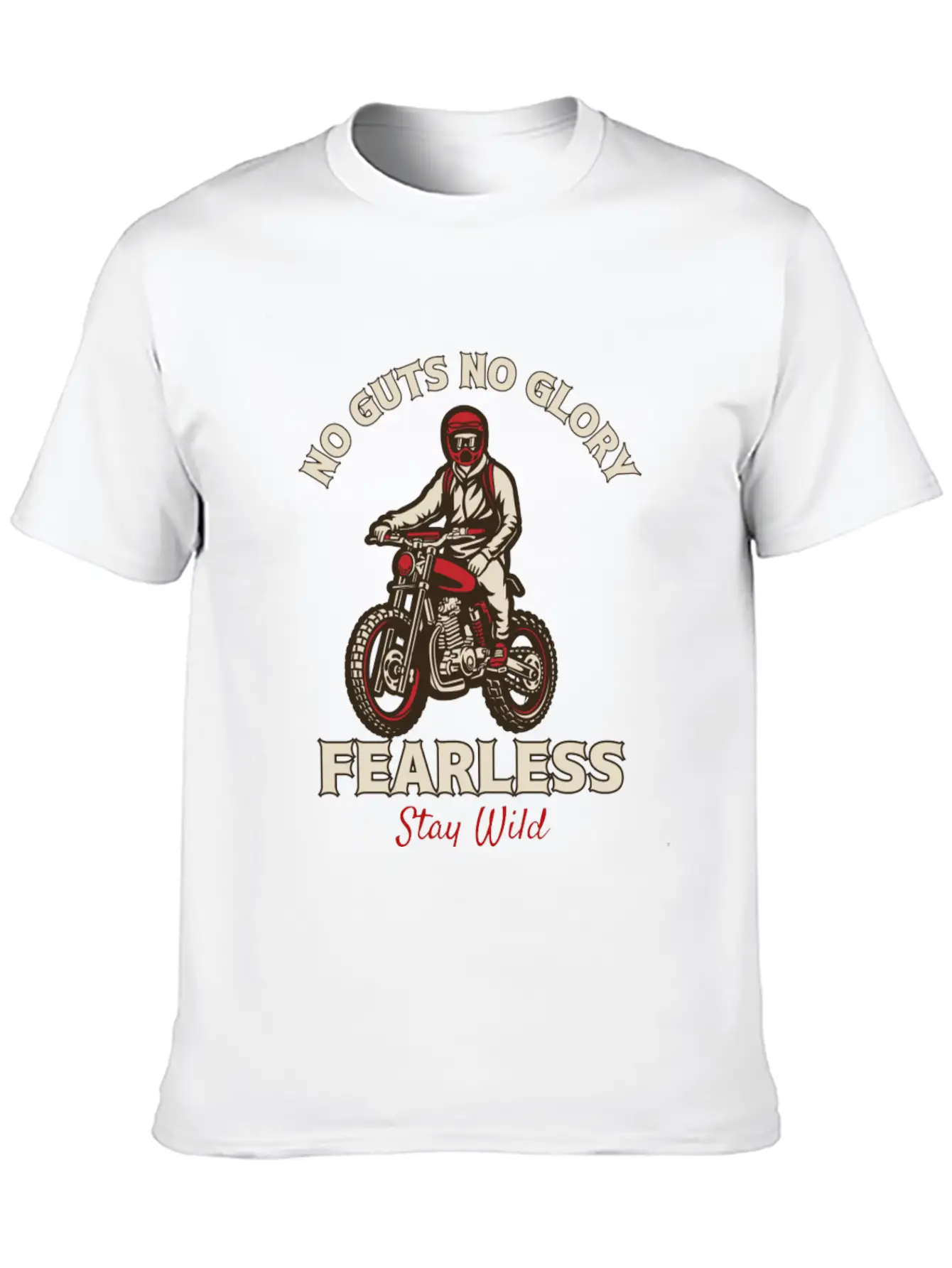 Fearless Dirt Bike Adventure - No Guts No Glory Essential Cotton Tee For Daily Outfits ¨C Unisex Style