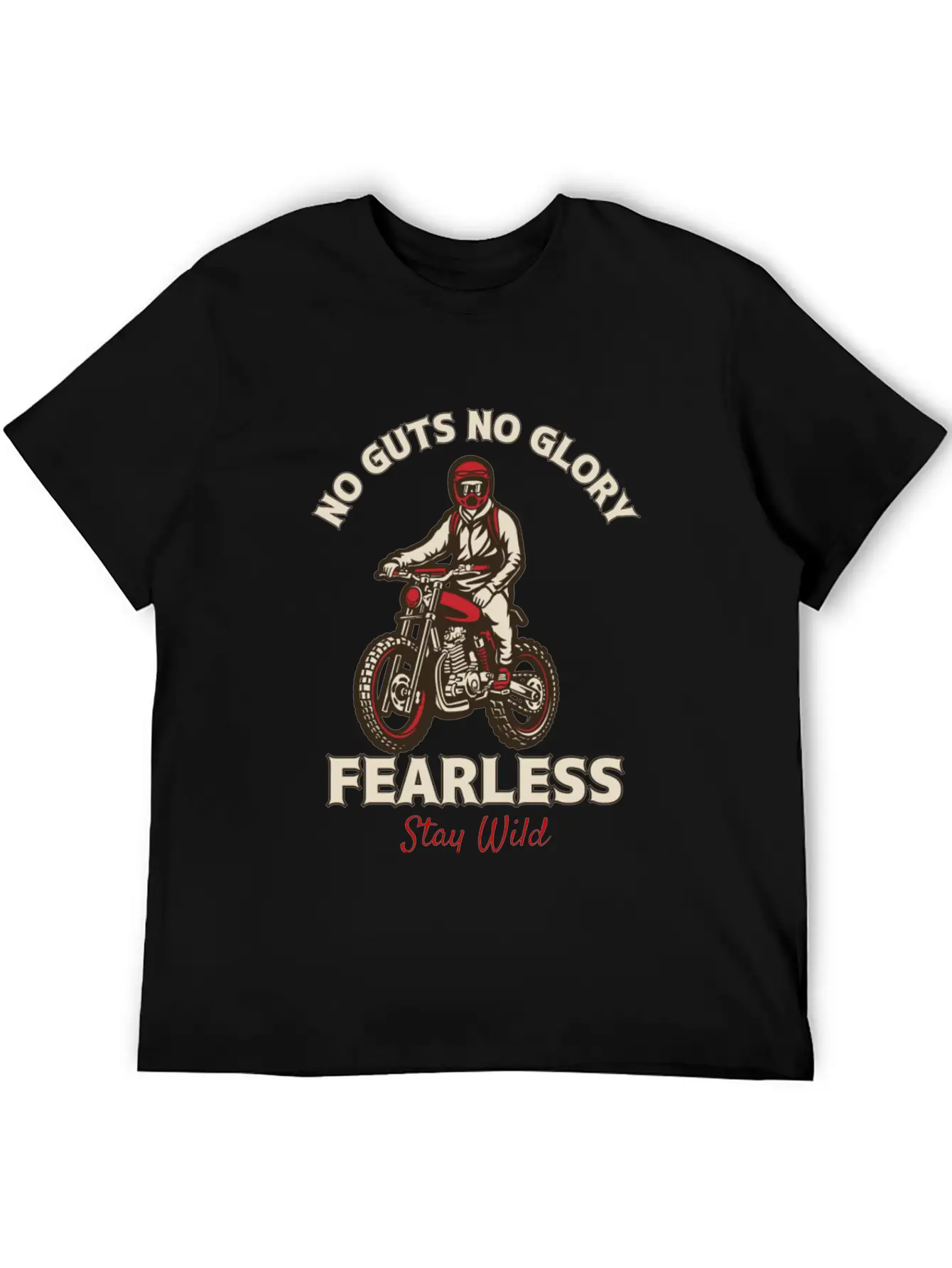 Fearless Dirt Bike Adventure - No Guts No Glory Essential Cotton Tee For Daily Outfits ¨C Unisex Style