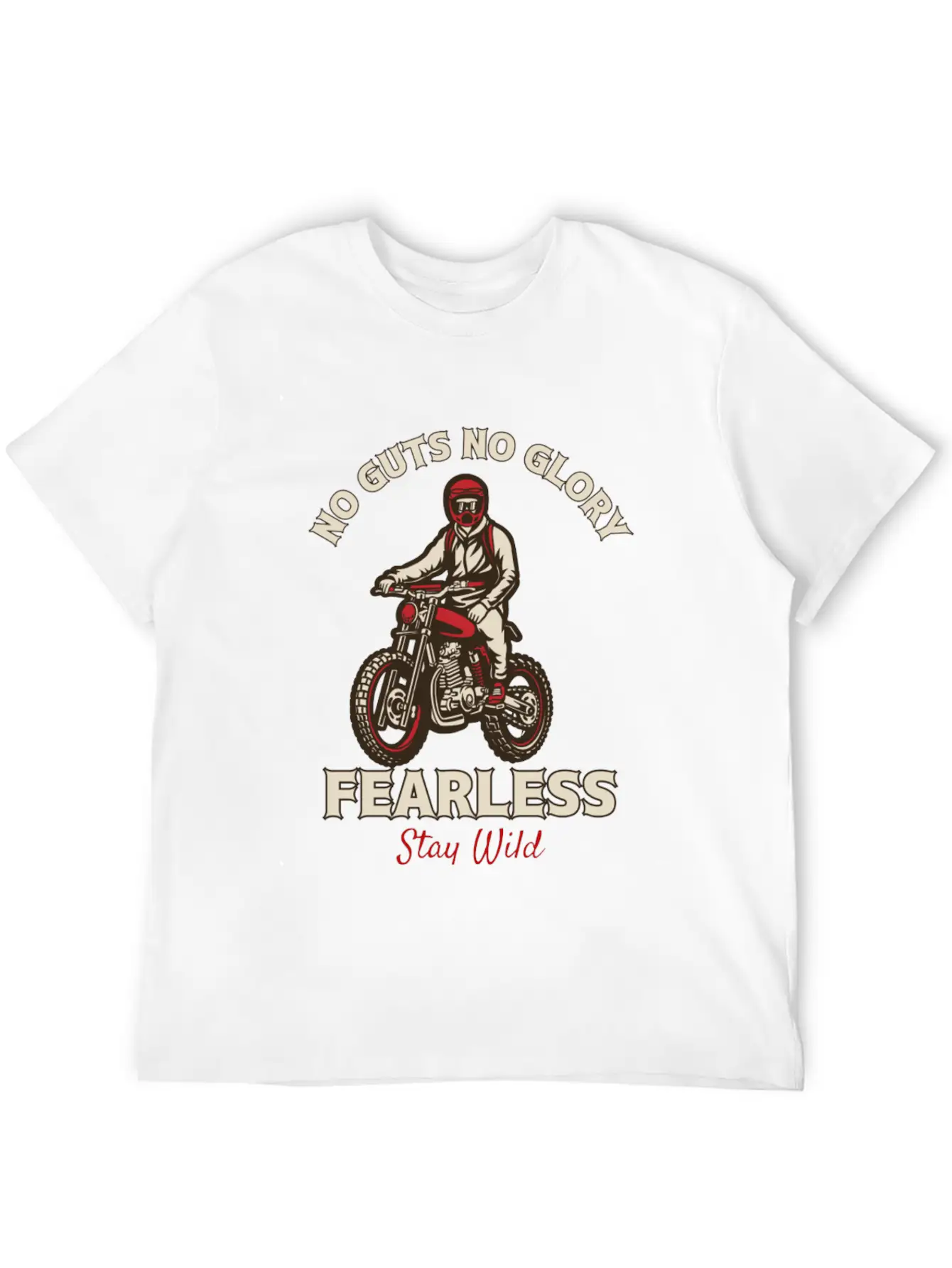 Fearless Dirt Bike Adventure - No Guts No Glory Essential Cotton Tee For Daily Outfits ¨C Unisex Style