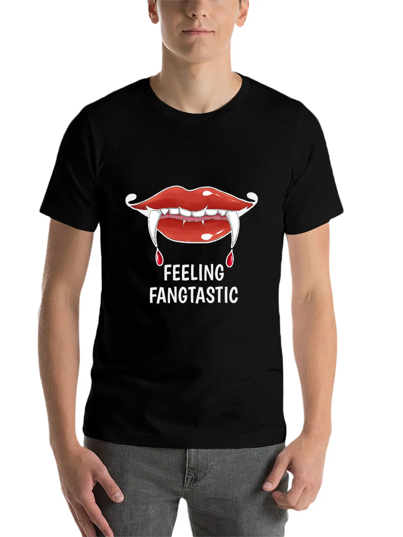 Feeling Fangtastic Halloween Vampire Soft Cotton Short Sleeve Tee ¨C Unisex Wardrobe Staple
