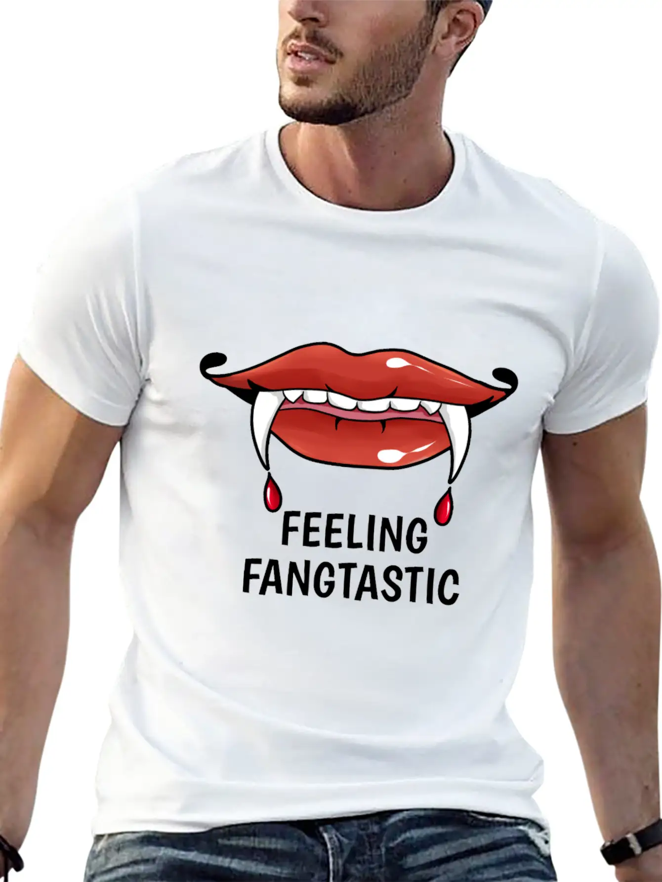 Feeling Fangtastic Halloween Vampire Soft Cotton Short Sleeve Tee ¨C Unisex Wardrobe Staple