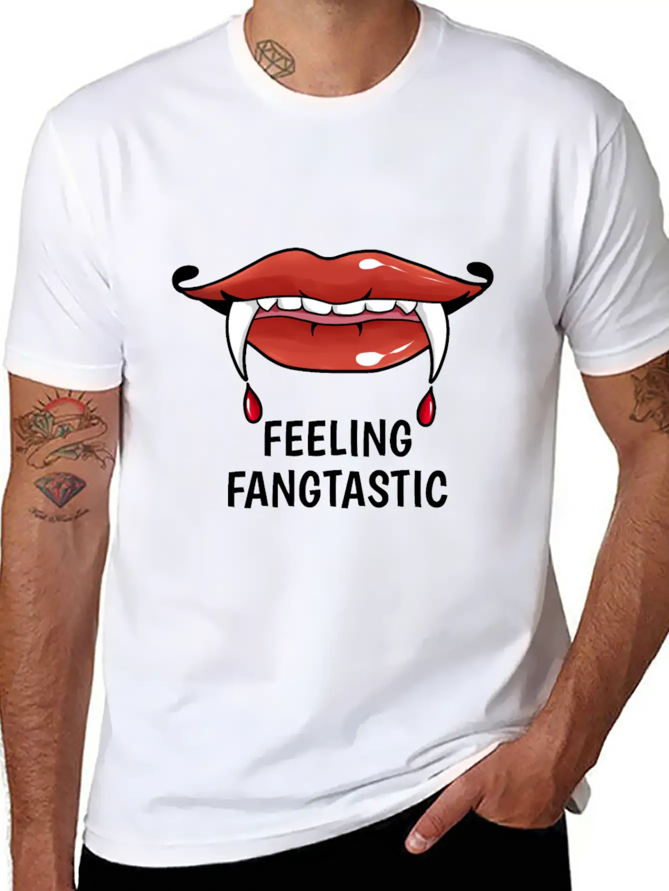 Feeling Fangtastic Halloween Vampire Soft Cotton Short Sleeve Tee ¨C Unisex Wardrobe Staple