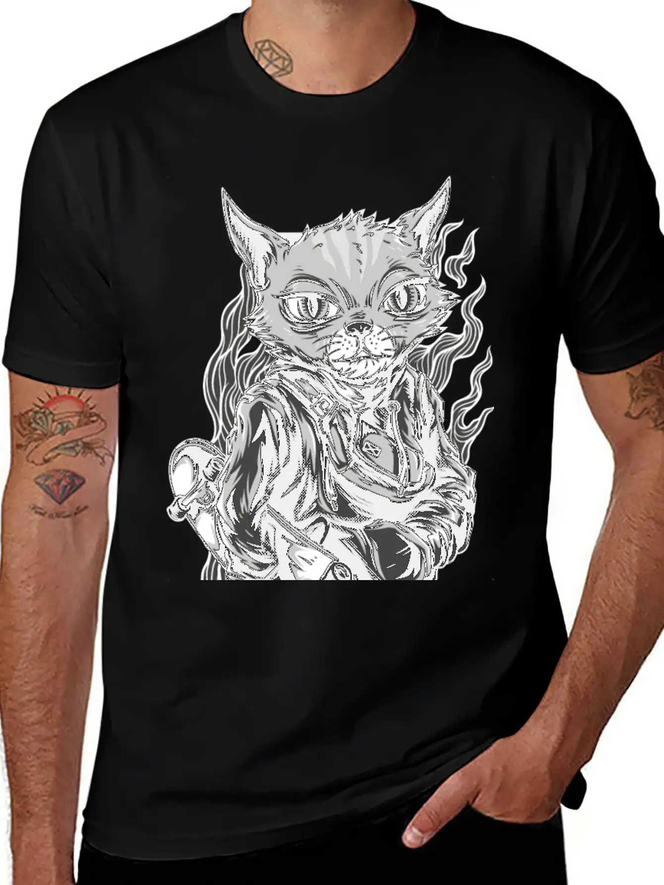 Feline Skater Essential Cotton Tee For Daily Outfits ¨C Unisex Style
