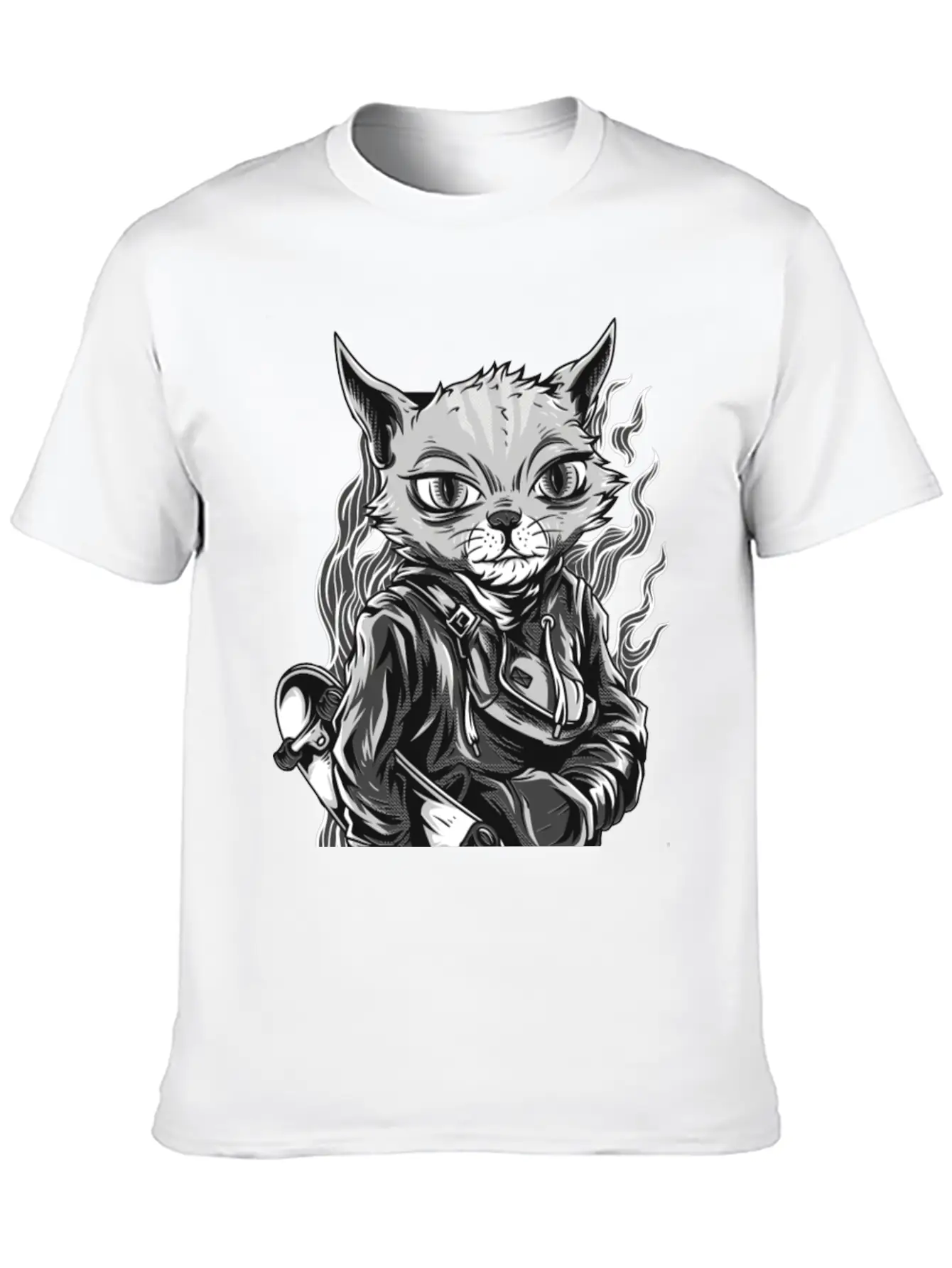 Feline Skater Essential Cotton Tee For Daily Outfits ¨C Unisex Style