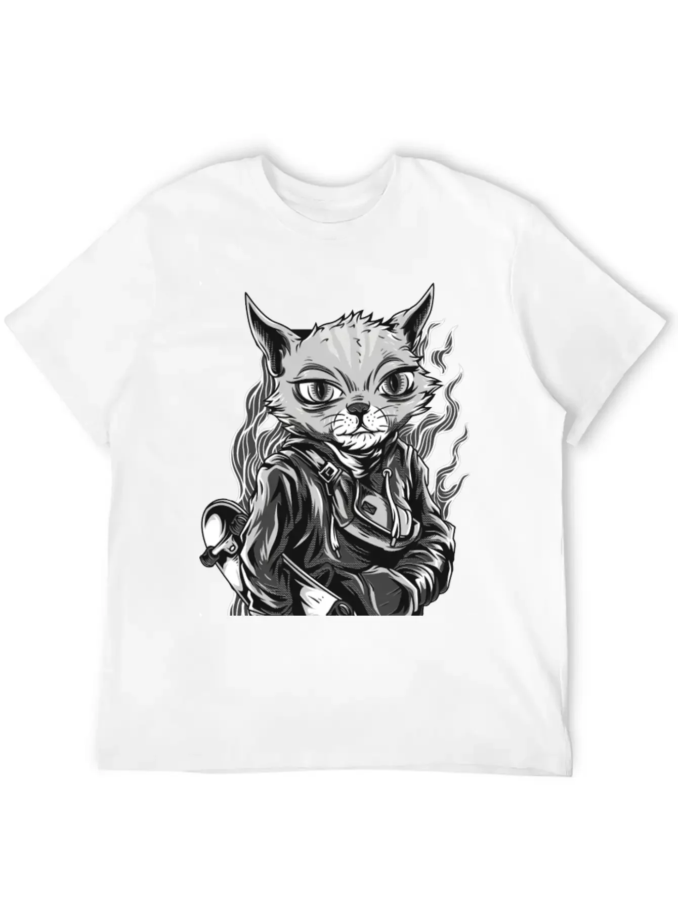 Feline Skater Essential Cotton Tee For Daily Outfits ¨C Unisex Style