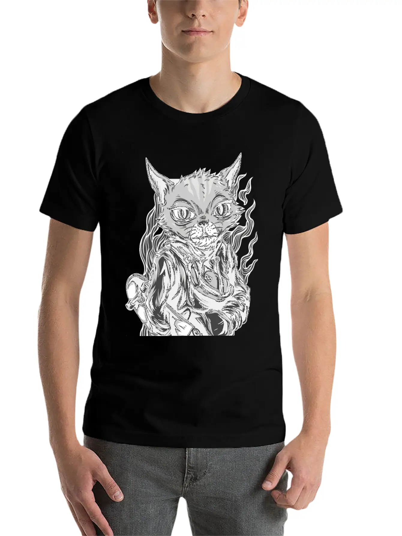 Feline Skater Essential Cotton Tee For Daily Outfits ¨C Unisex Style