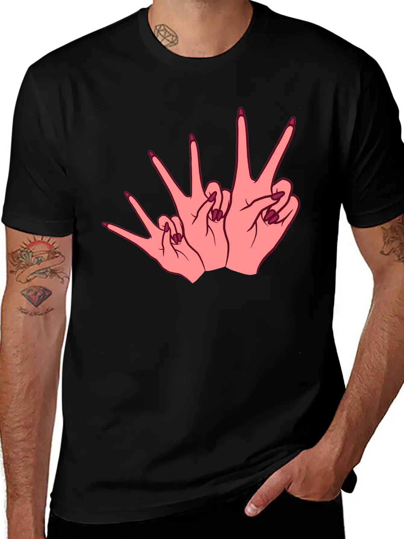 Feminism Victory Hand Sign Essential Cotton Tee For Daily Outfits ¨C Unisex Style