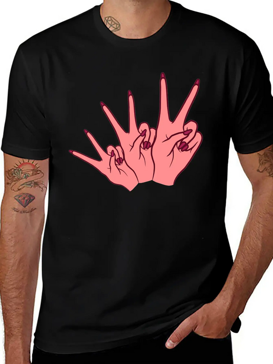 Feminism Victory Hand Sign Essential Cotton Tee For Daily Outfits ¨C Unisex Style