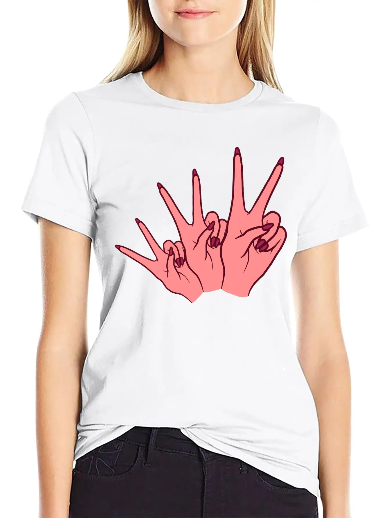 Feminism Victory Hand Sign Essential Cotton Tee For Daily Outfits ¨C Unisex Style