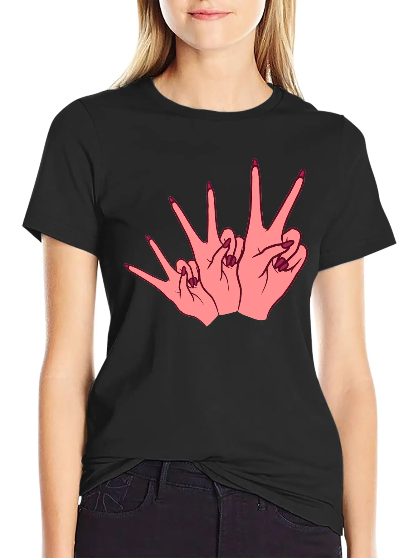 Feminism Victory Hand Sign Essential Cotton Tee For Daily Outfits ¨C Unisex Style