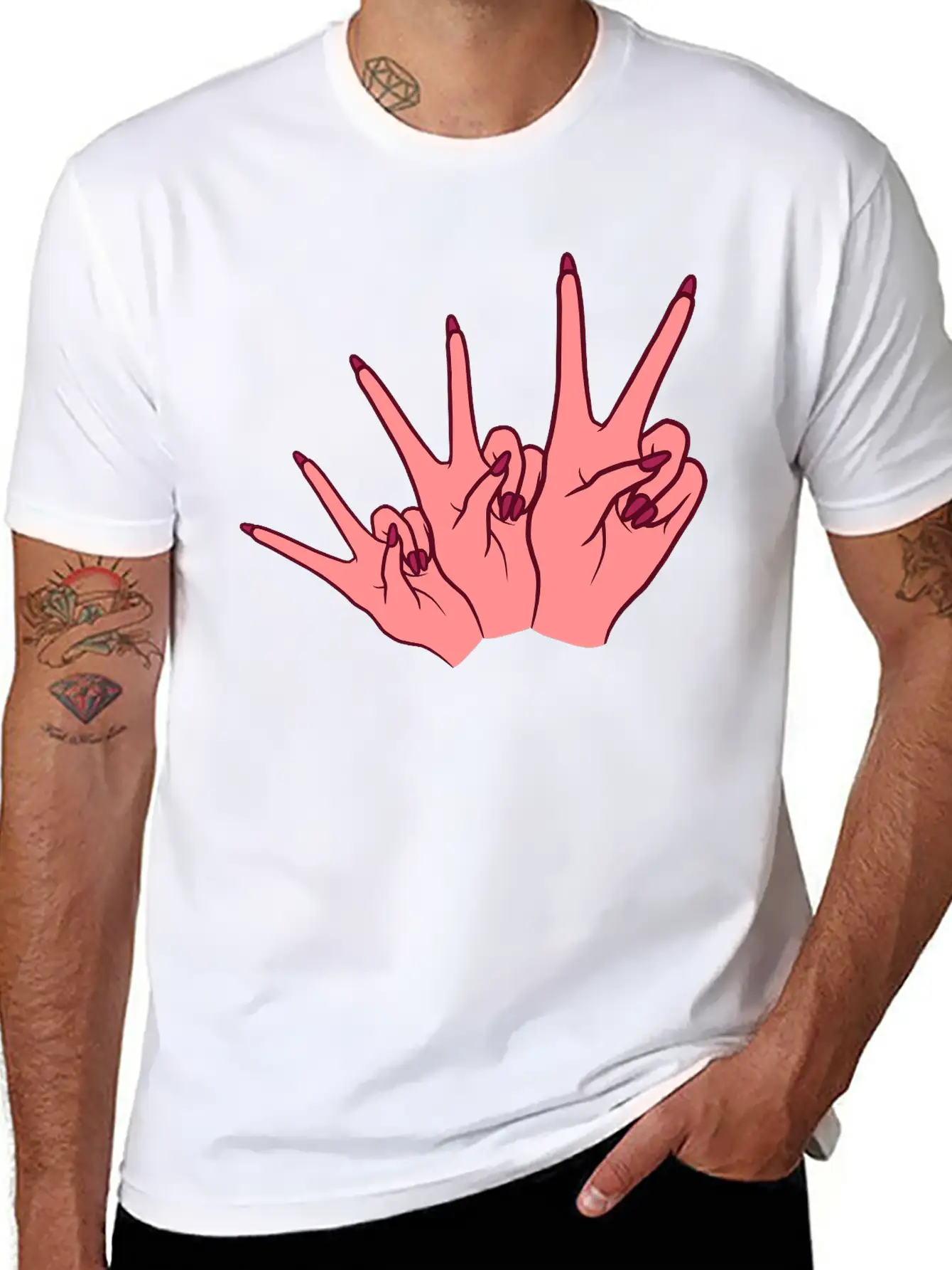 Feminism Victory Hand Sign Essential Cotton Tee For Daily Outfits ¨C Unisex Style