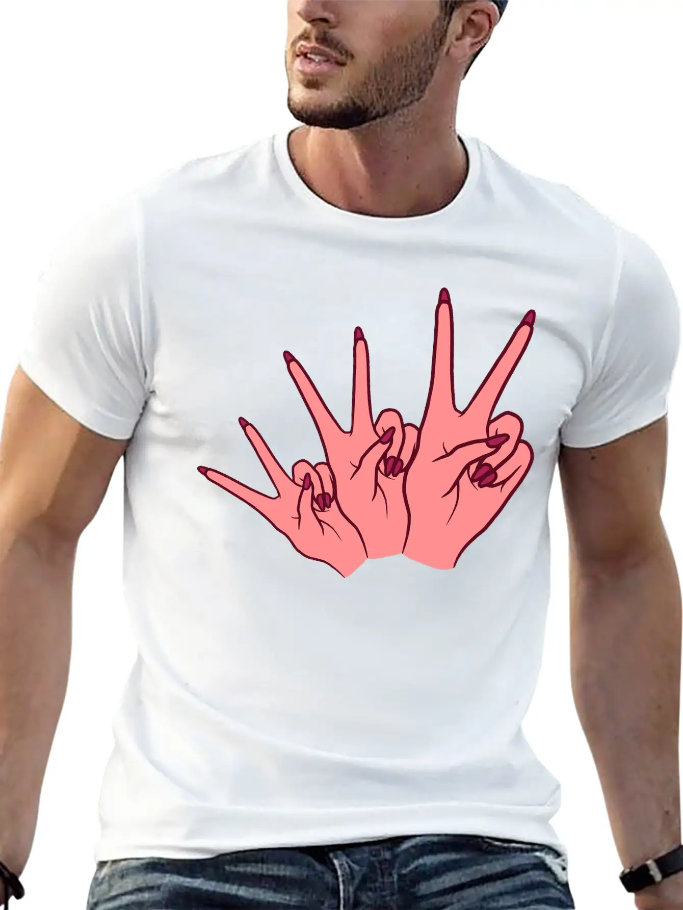 Feminism Victory Hand Sign Essential Cotton Tee For Daily Outfits ¨C Unisex Style