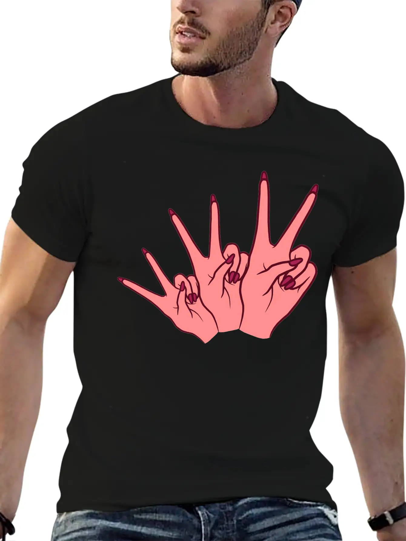 Feminism Victory Hand Sign Essential Cotton Tee For Daily Outfits ¨C Unisex Style
