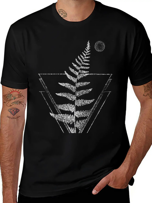 Fern And Moon Traingle Tattoo Basic Graphic T-Shirt ¨C Daily Comfort In Soft Cotton