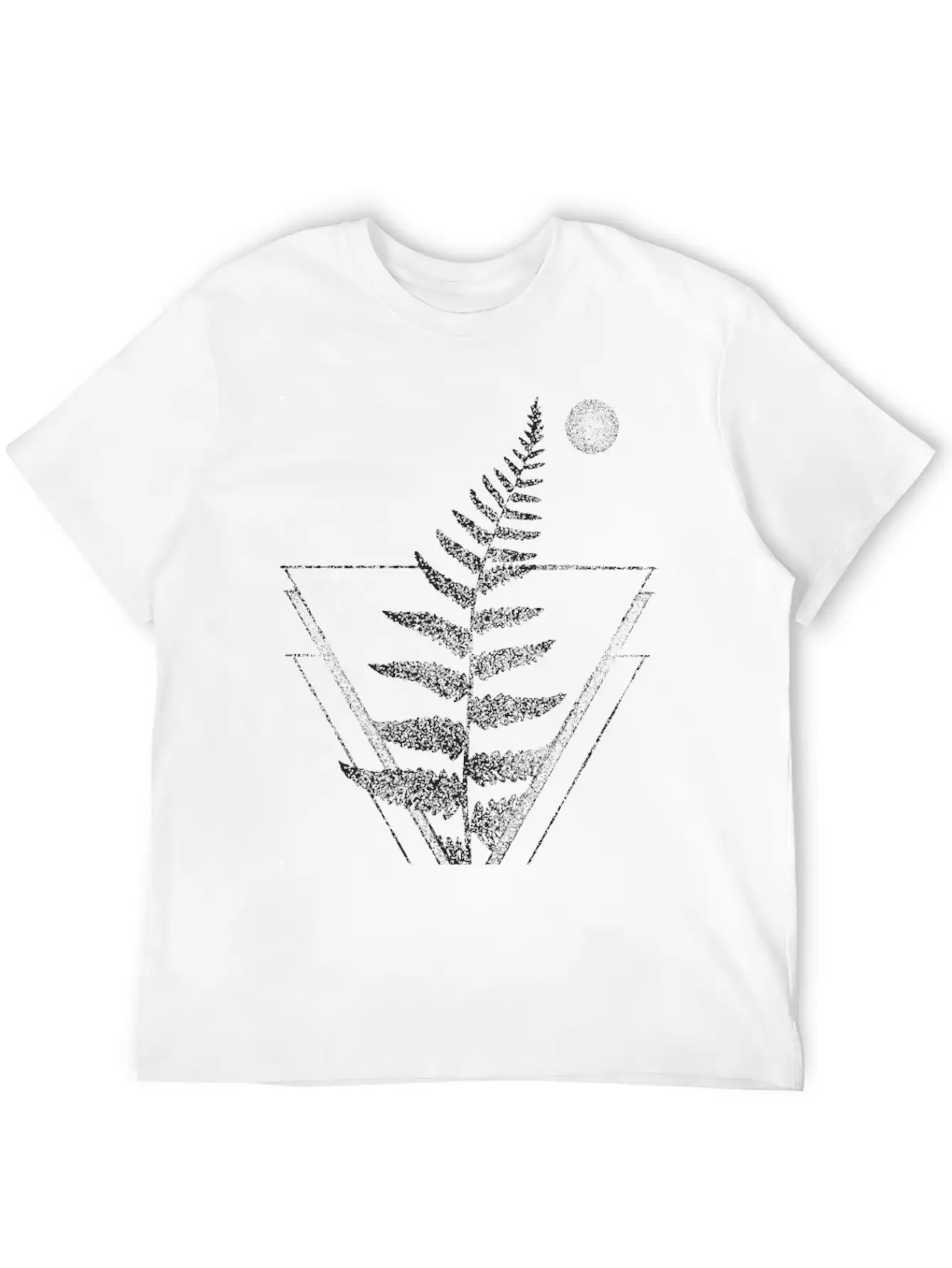Fern And Moon Traingle Tattoo Basic Graphic T-Shirt ¨C Daily Comfort In Soft Cotton