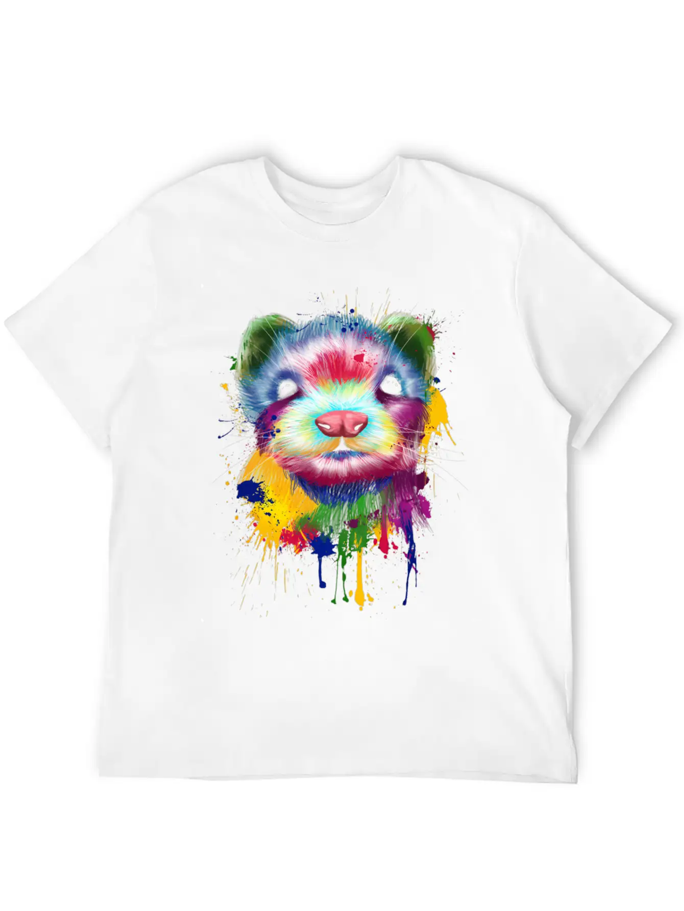 Ferret Artwork Face Hand Painting Splash Pet Polec Basic Graphic T-Shirt ¨C Daily Comfort In Soft Cotton