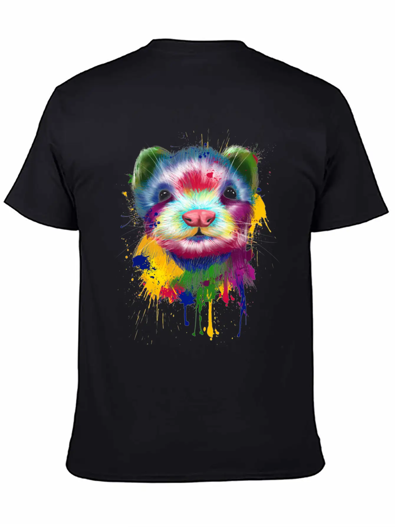 Ferret Artwork Face Hand Painting Splash Pet Polec Basic Graphic T-Shirt ¨C Daily Comfort In Soft Cotton