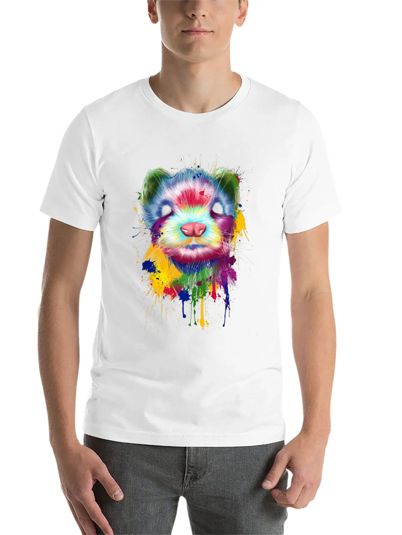 Ferret Artwork Face Hand Painting Splash Pet Polec Basic Graphic T-Shirt ¨C Daily Comfort In Soft Cotton