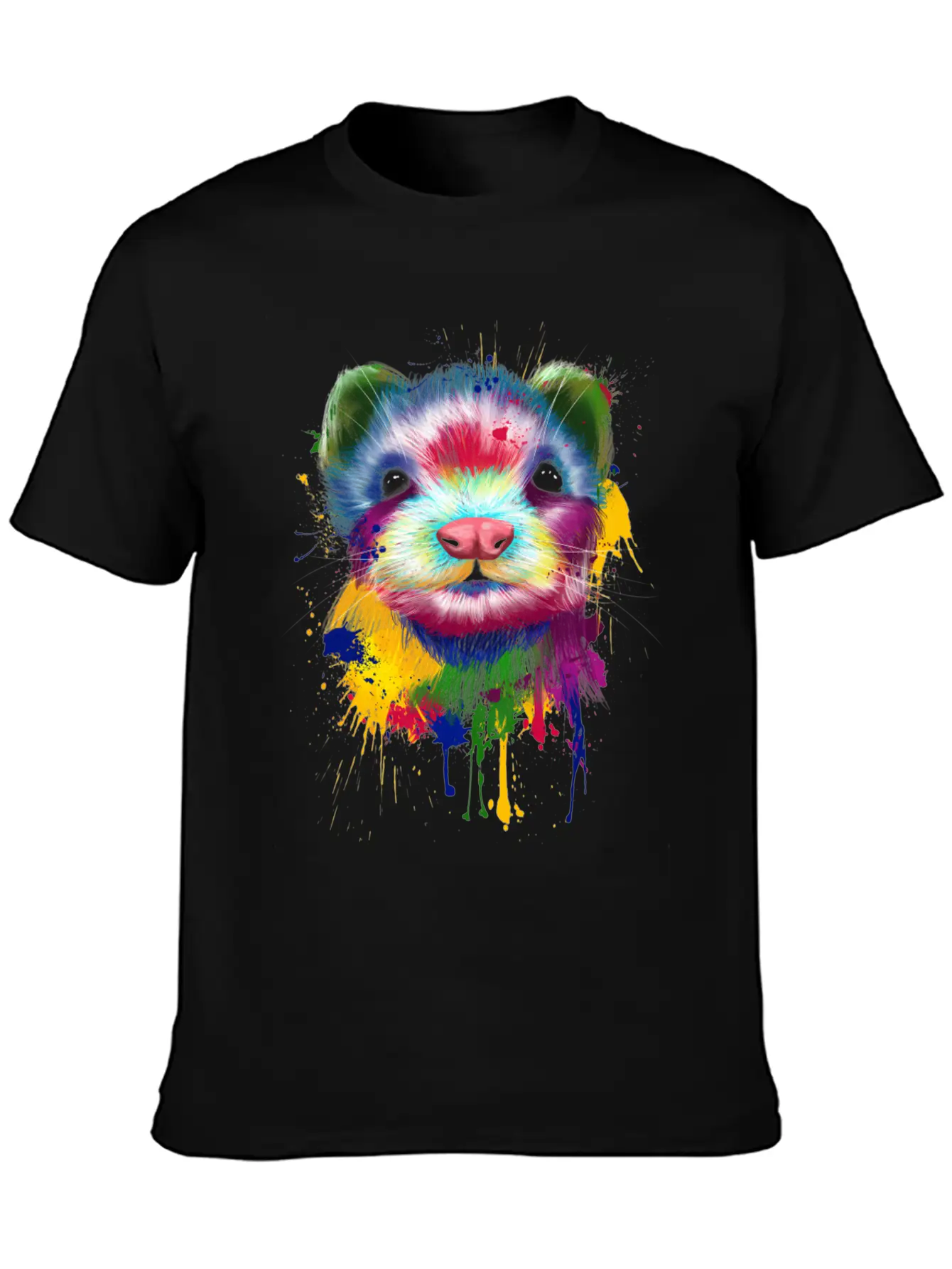Ferret Artwork Face Hand Painting Splash Pet Polec Basic Graphic T-Shirt ¨C Daily Comfort In Soft Cotton