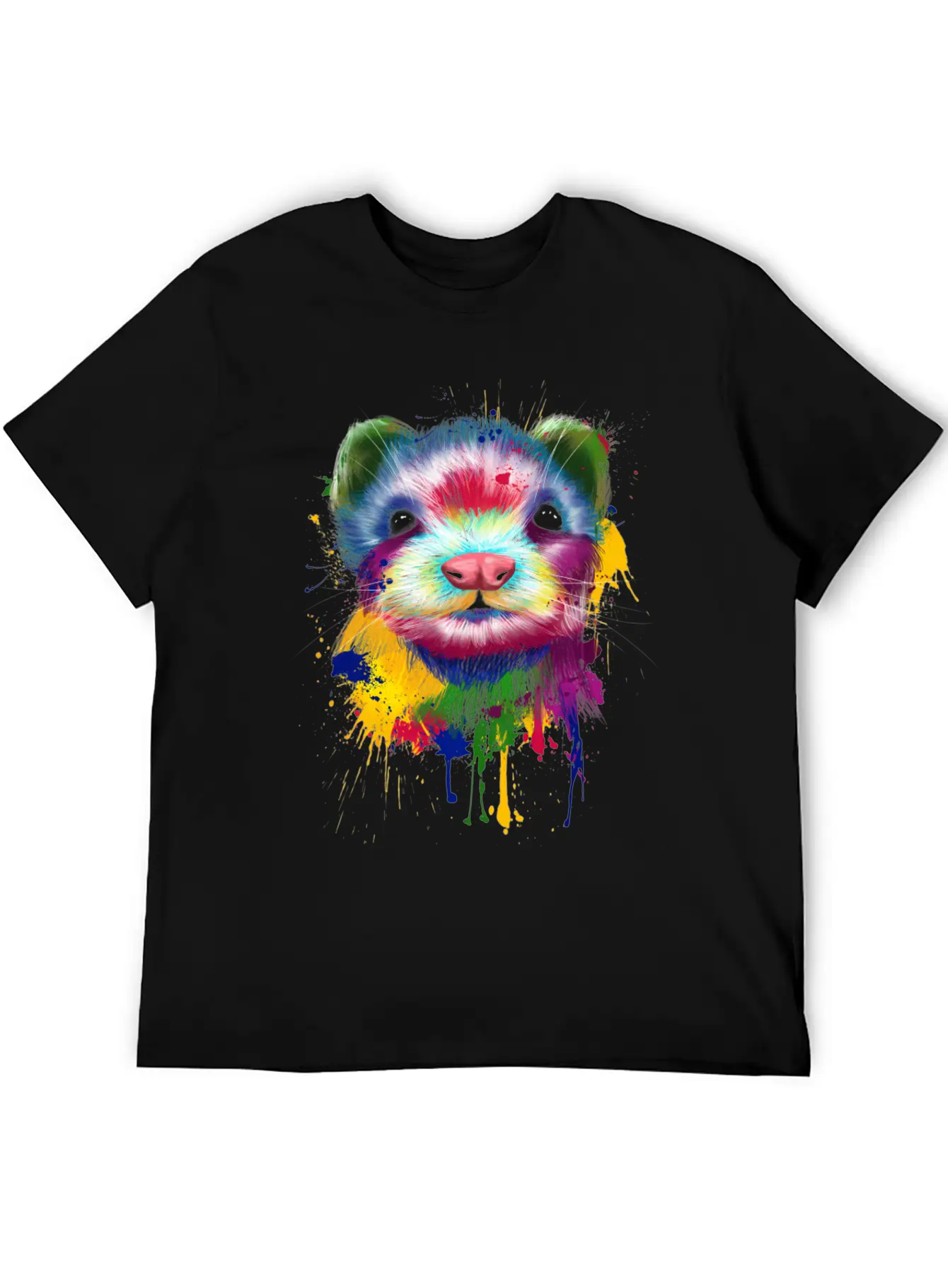 Ferret Artwork Face Hand Painting Splash Pet Polec Basic Graphic T-Shirt ¨C Daily Comfort In Soft Cotton