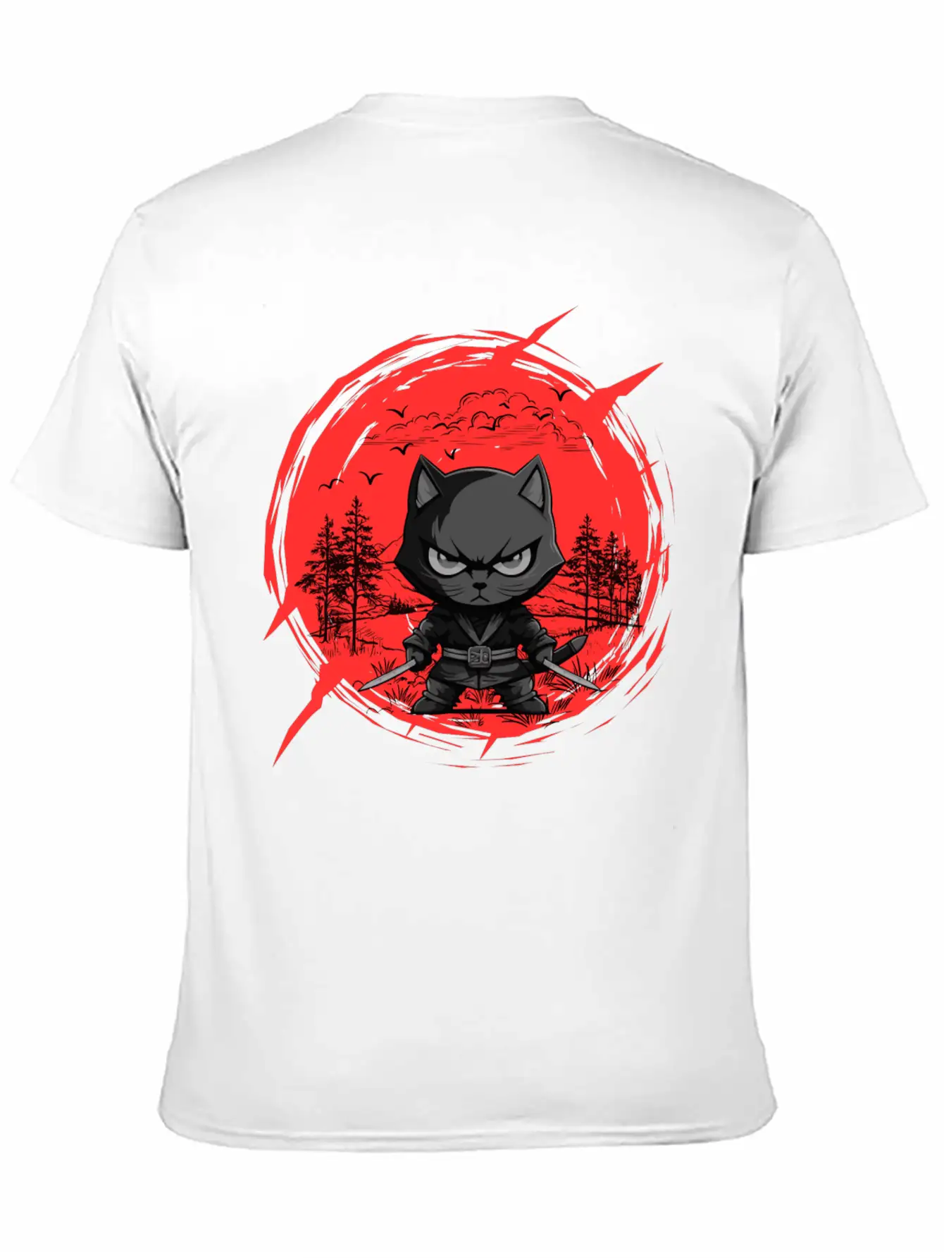 Fierce Ninja Cat Basic Graphic T-Shirt ¨C Daily Comfort In Soft Cotton