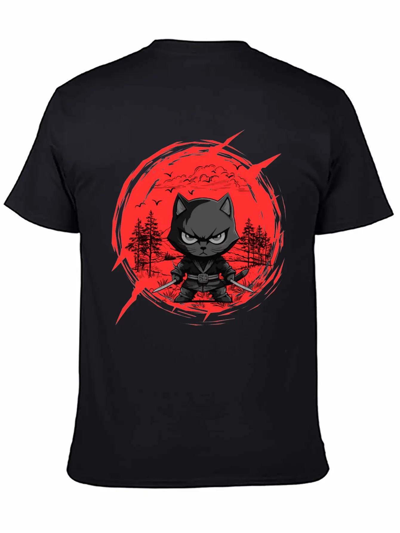 Fierce Ninja Cat Basic Graphic T-Shirt ¨C Daily Comfort In Soft Cotton