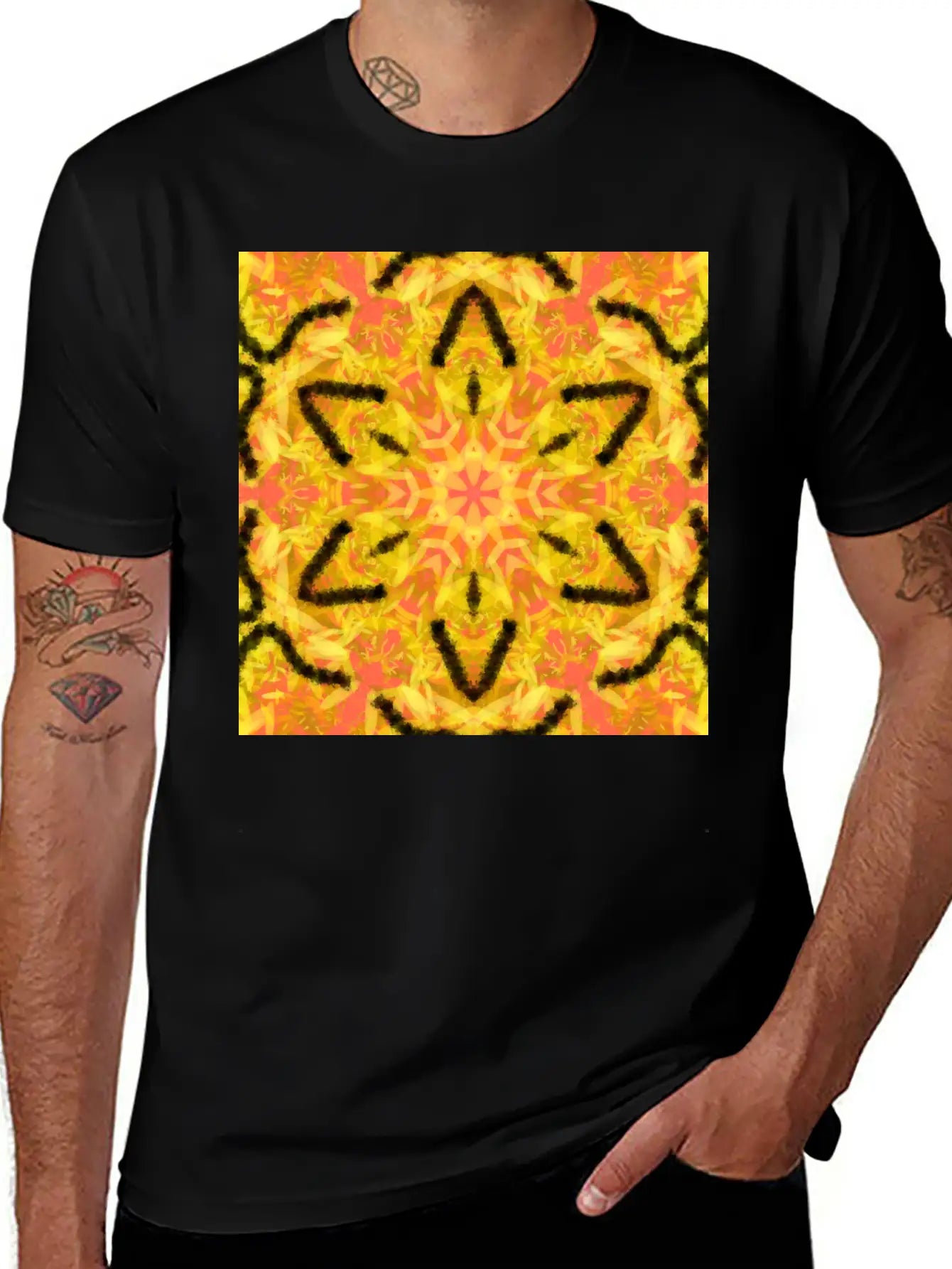 Fiery Star Flower Mandala Unisex Casual T-Shirt ¨C Clean Design For Daily Comfort