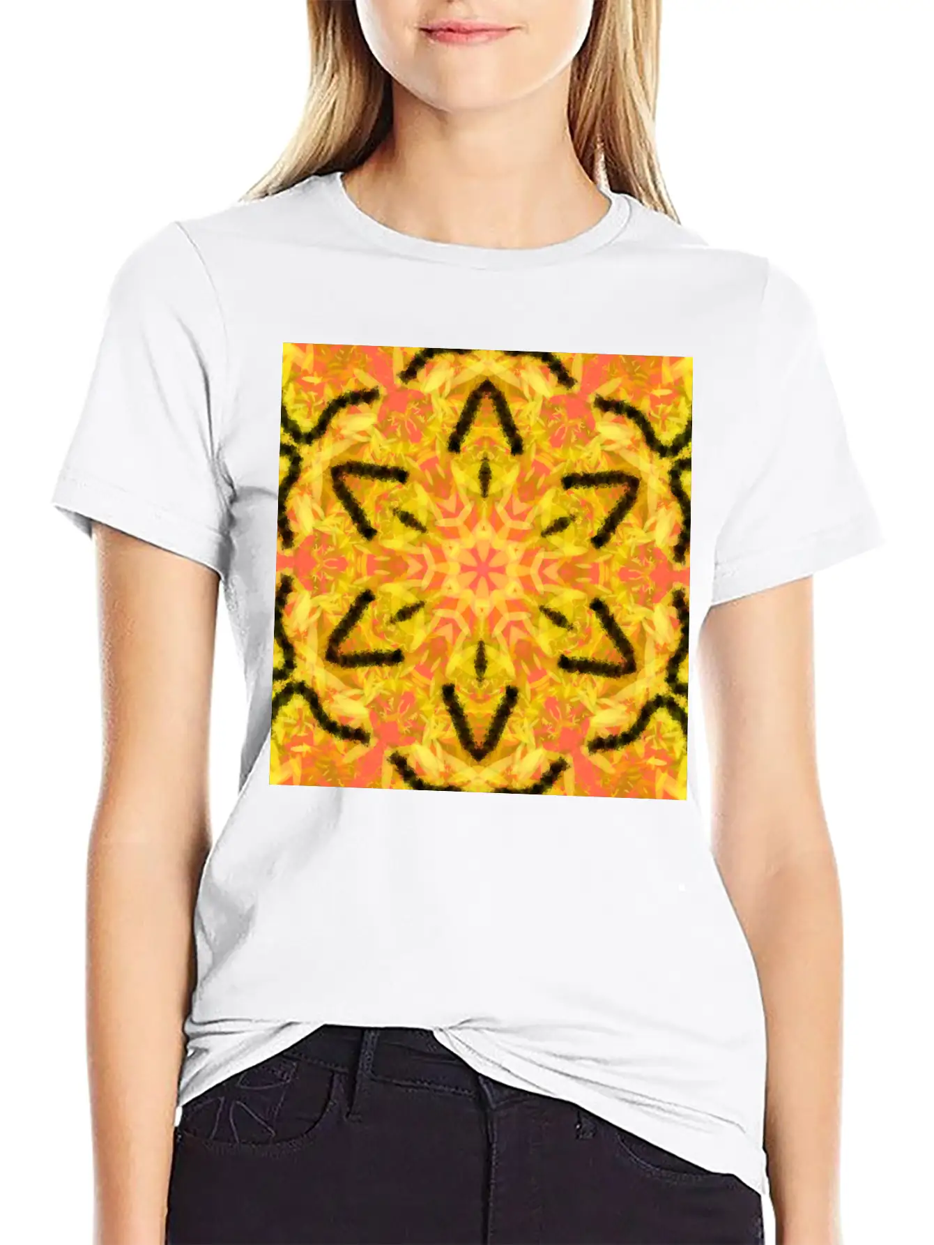 Fiery Star Flower Mandala Unisex Casual T-Shirt ¨C Clean Design For Daily Comfort