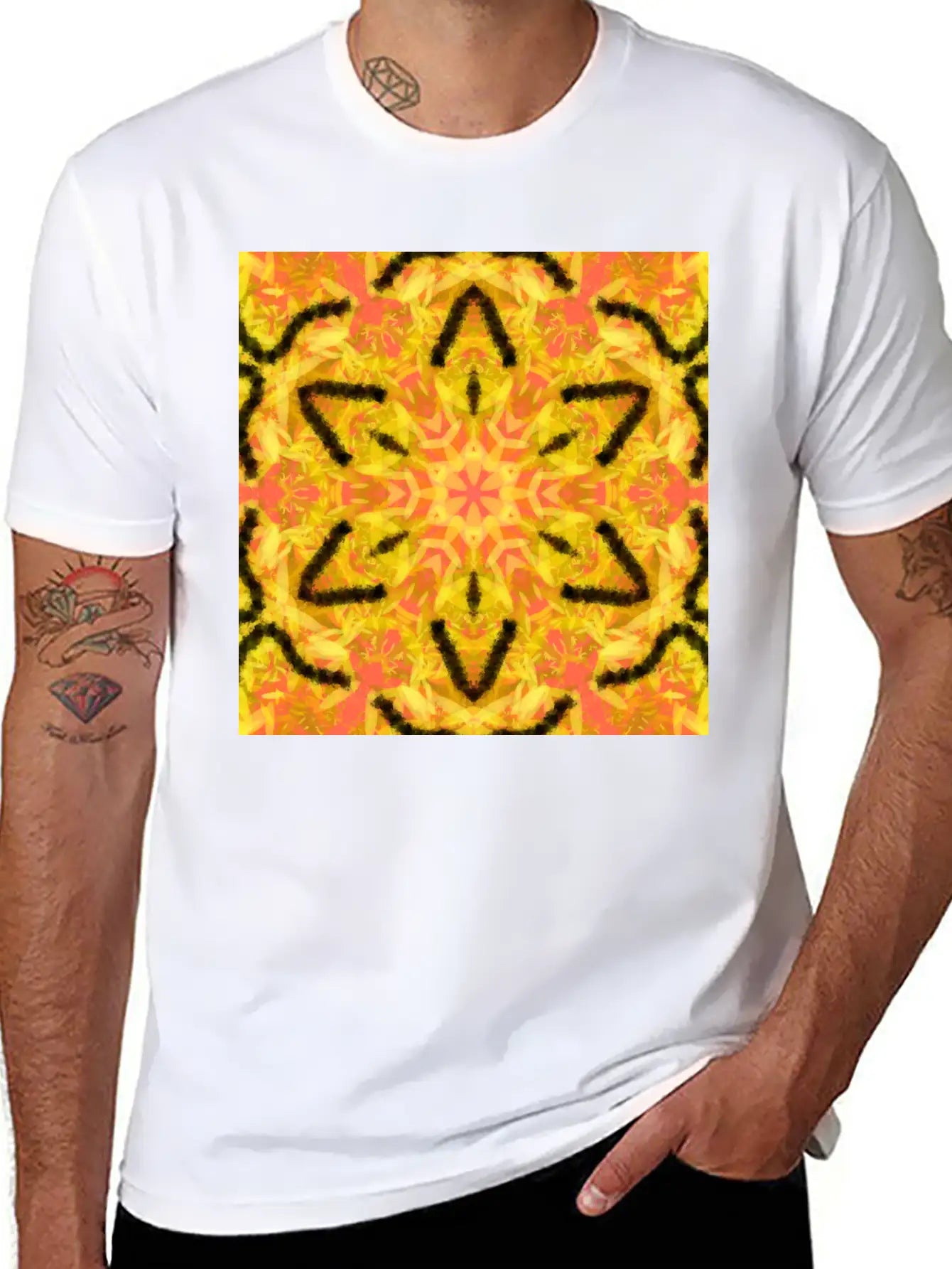 Fiery Star Flower Mandala Unisex Casual T-Shirt ¨C Clean Design For Daily Comfort