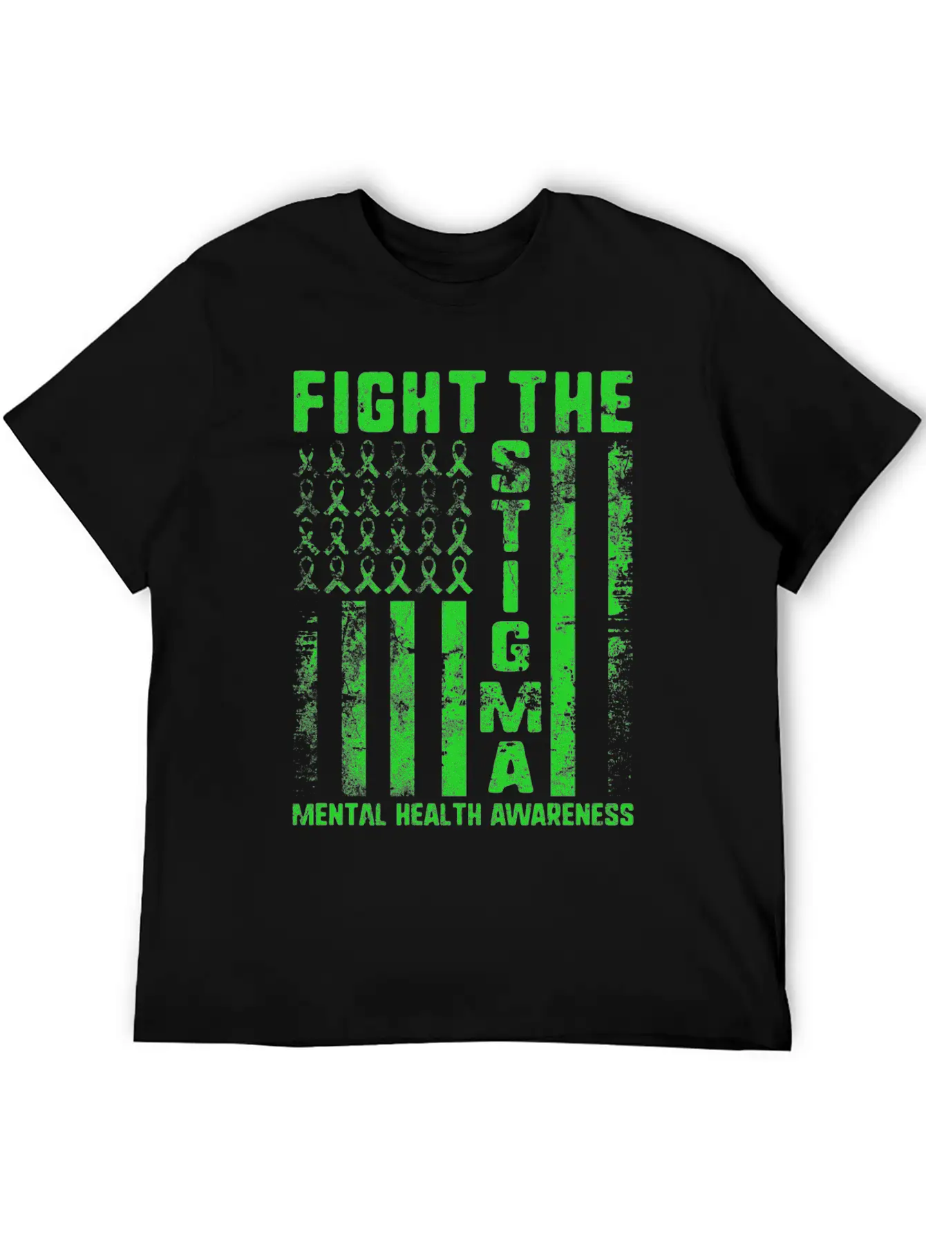 Fight The Stigma USA Flag Mental Health Disease Essential Cotton Tee For Daily Outfits ¨C Unisex Style