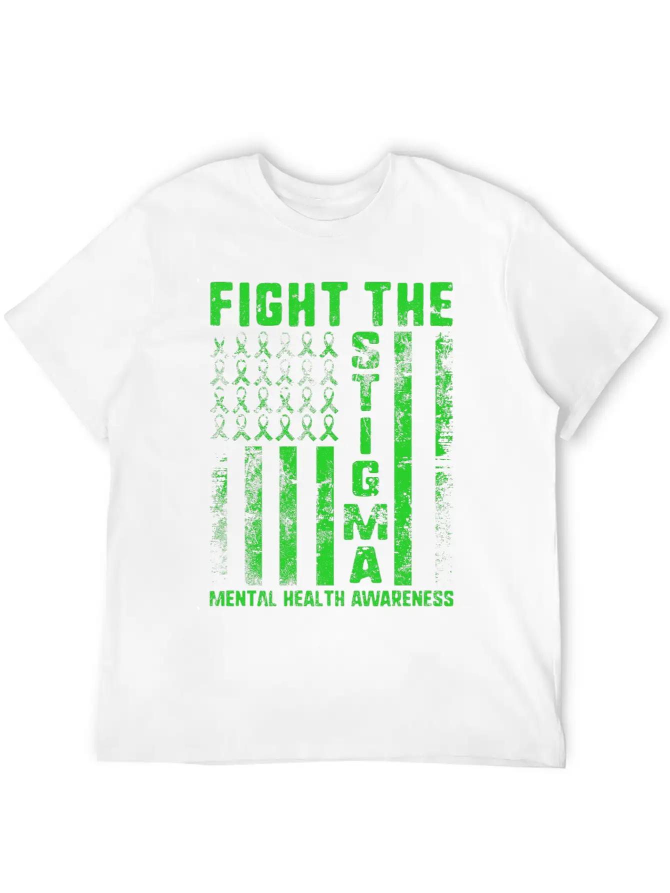 Fight The Stigma USA Flag Mental Health Disease Essential Cotton Tee For Daily Outfits ¨C Unisex Style